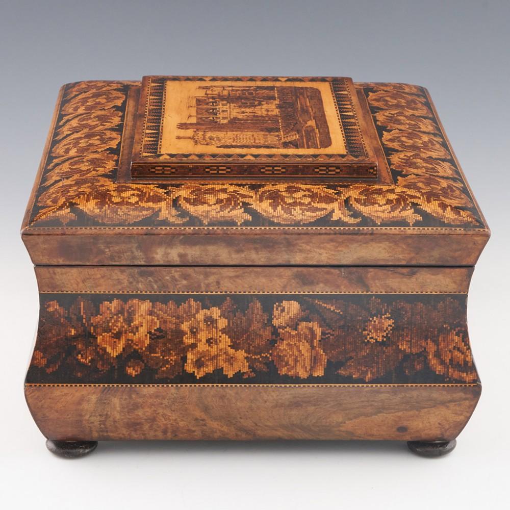 A Superb Tunbridge Ware Jewellery or Sewing Box Depicting Hever Castle, c1870 3