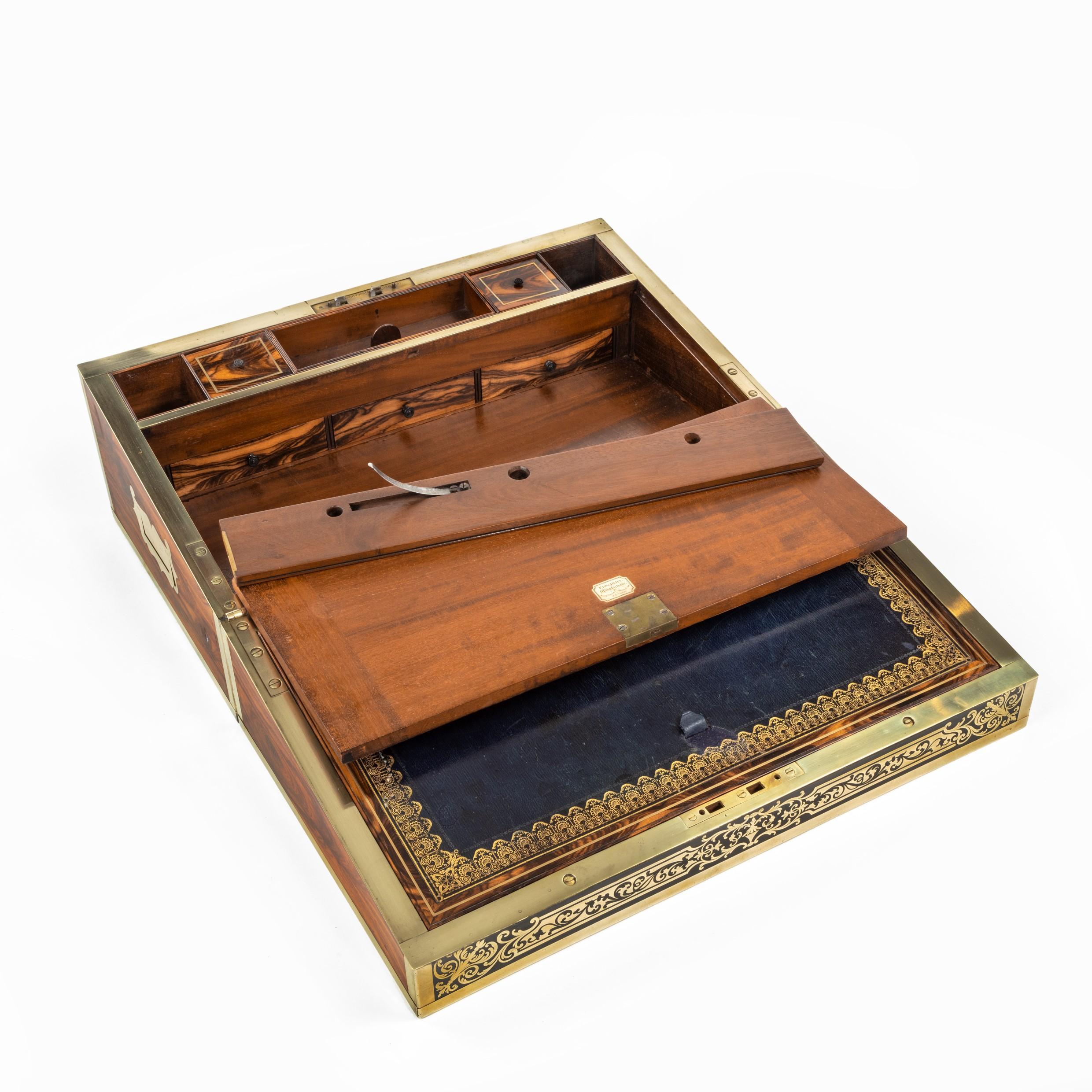 Superb William iv Brass Inlaid Kingwood Writing Box by Edwards 5