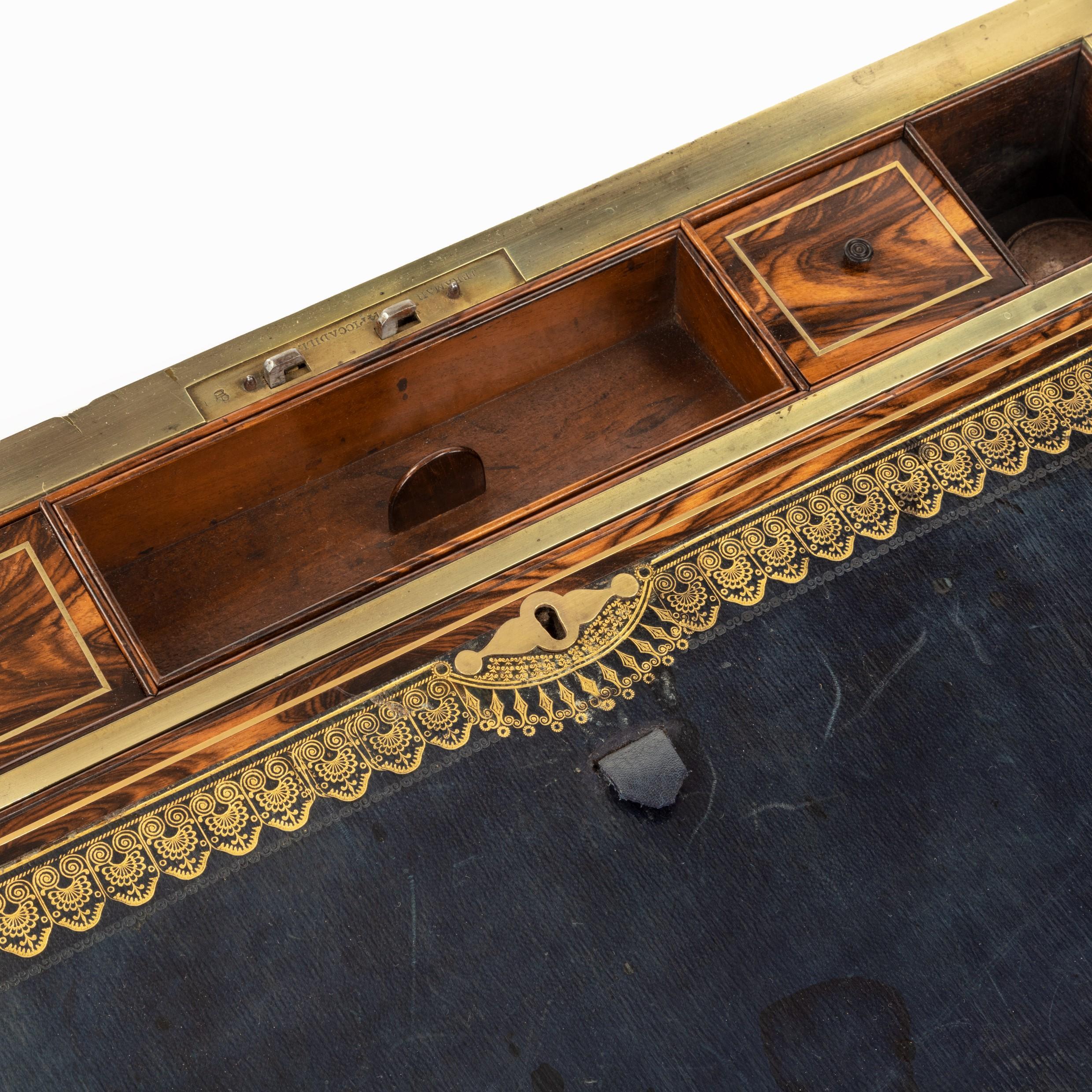 Superb William iv Brass Inlaid Kingwood Writing Box by Edwards 8