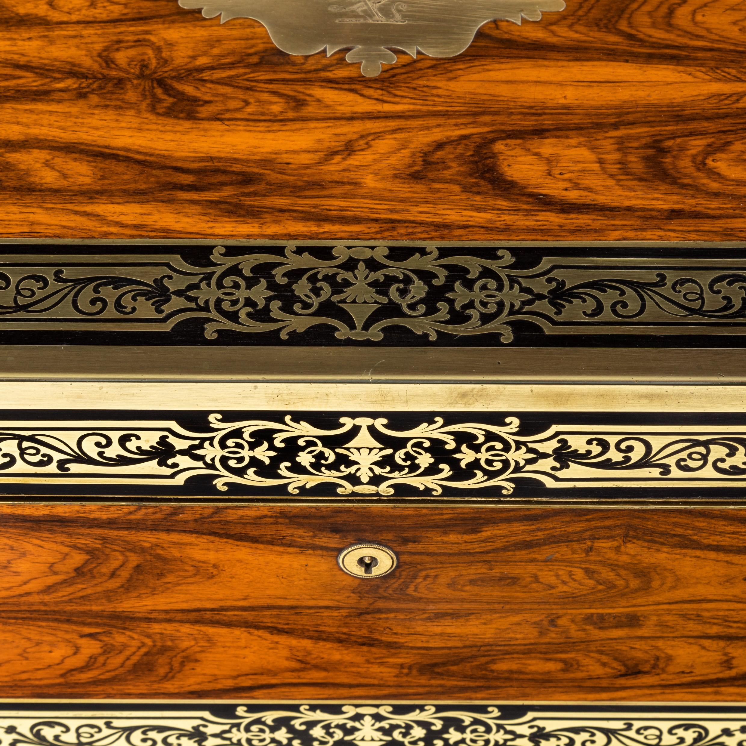 Superb William iv Brass Inlaid Kingwood Writing Box by Edwards 10