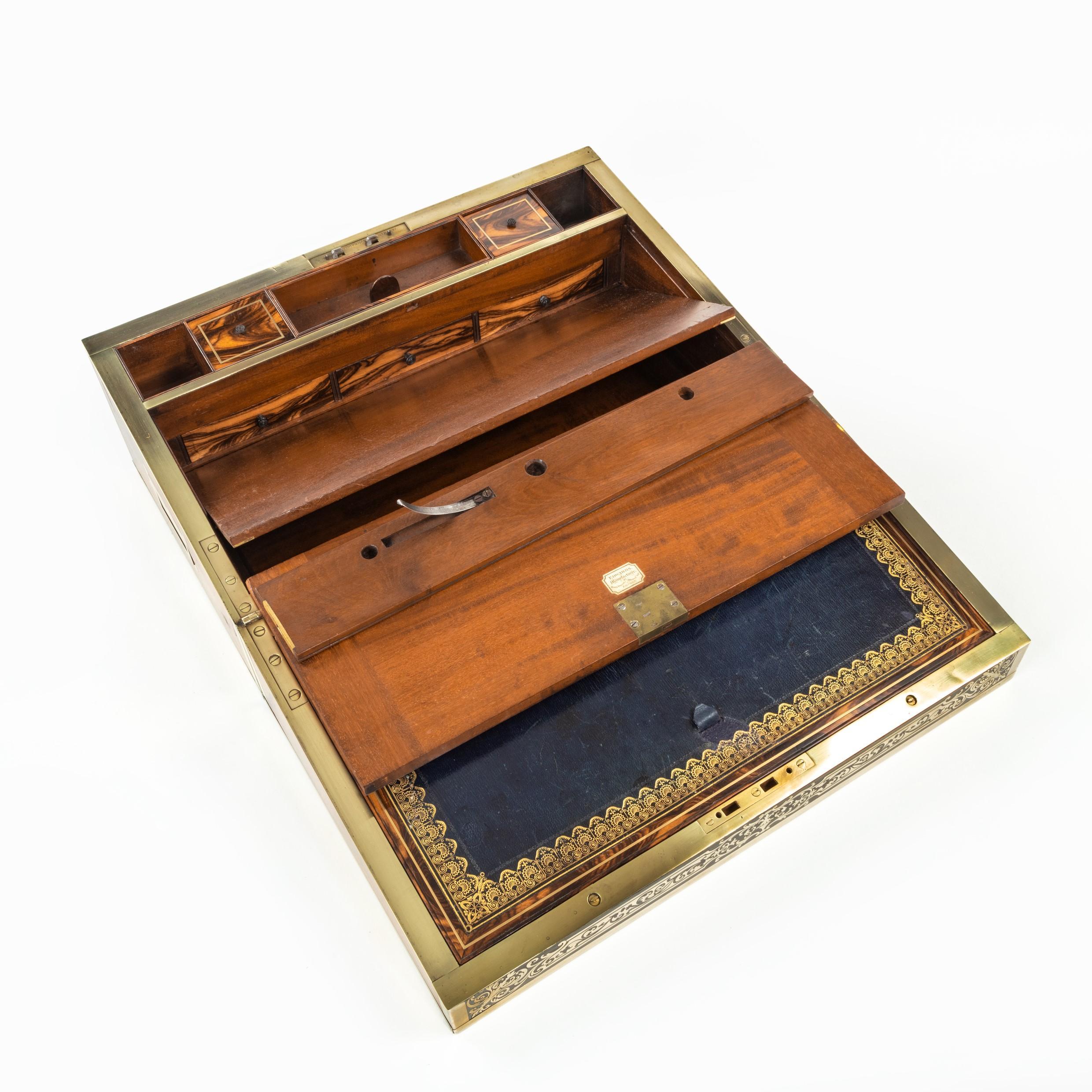 William IV Superb William iv Brass Inlaid Kingwood Writing Box by Edwards