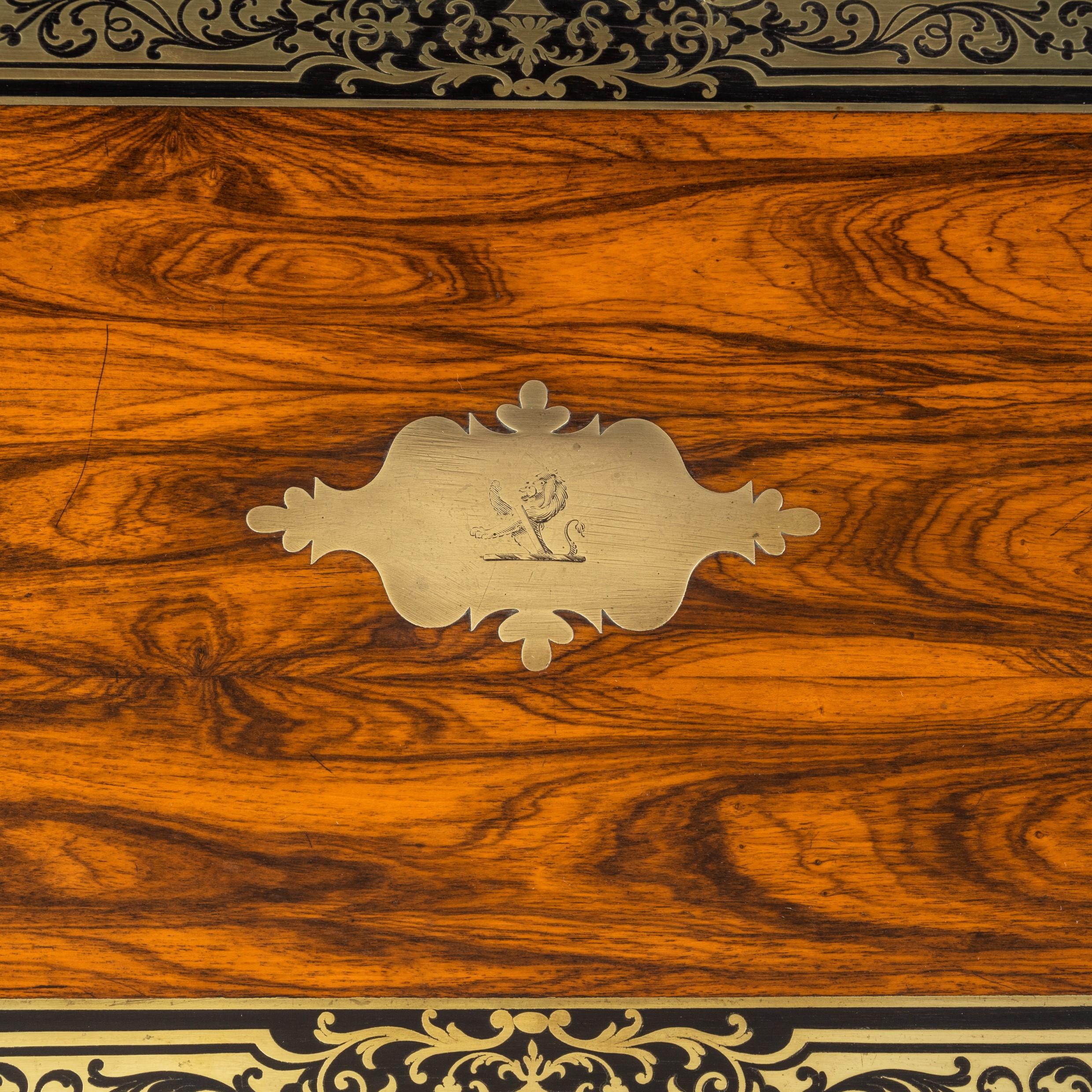 Superb William iv Brass Inlaid Kingwood Writing Box by Edwards 2