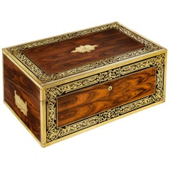 Antique Superb William iv Brass Inlaid Kingwood Writing Box by Edwards