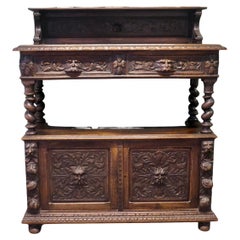 A Superbly Carved Green Man Oak Side Board or Buffet