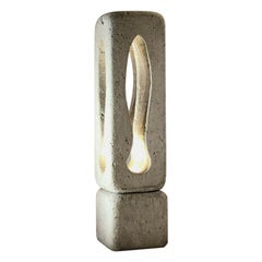 Lampada da terra scultorea in pietra BRUTALIST di ALBERT Tormos, Francia 1970