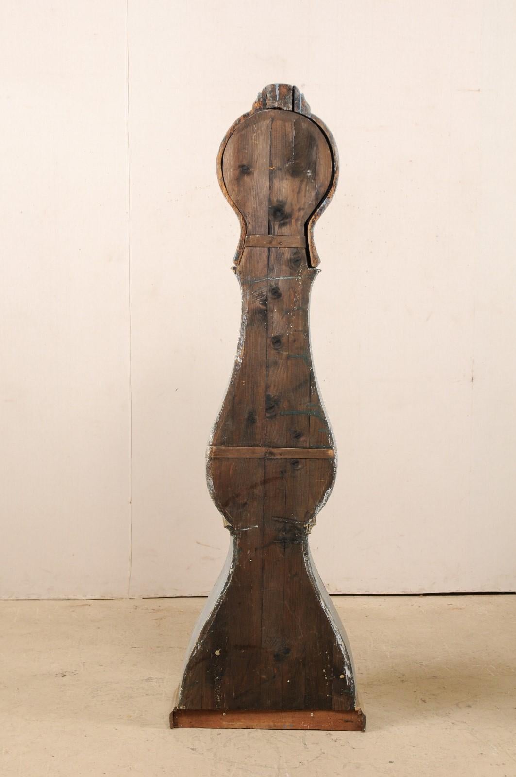 Swedish 19th Century Painted Grandfather Clock with Original Metal Face & Hands 4