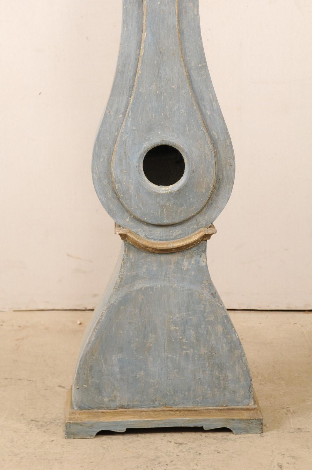 Swedish 19th Century Painted Grandfather Clock with Original Metal Face & Hands 1
