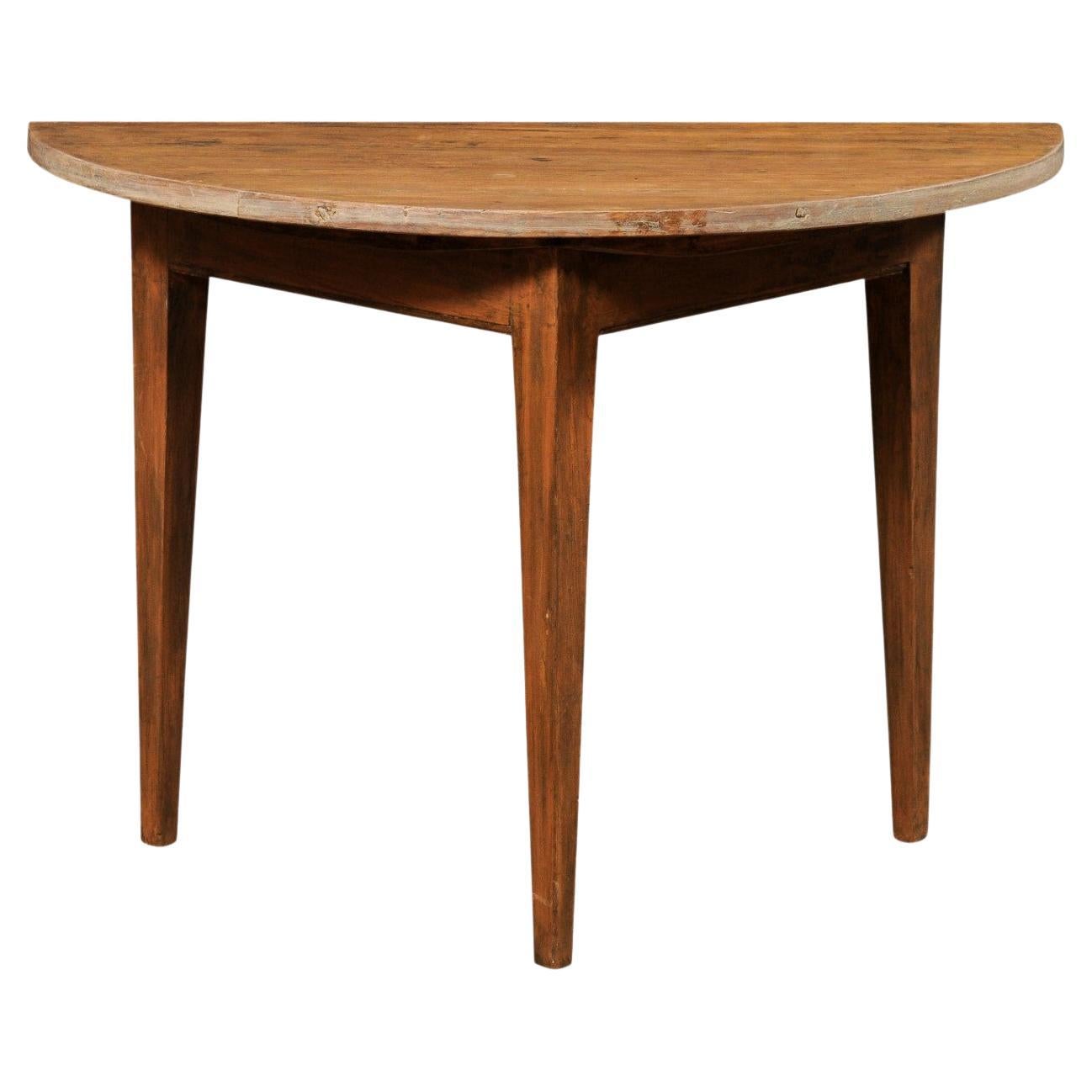 Swedish 19th Century Single Demilune Table 