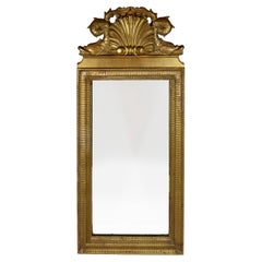 A Swedish Grotto-Style Mirror with a Carved Wood and Gesso Gilt Frame