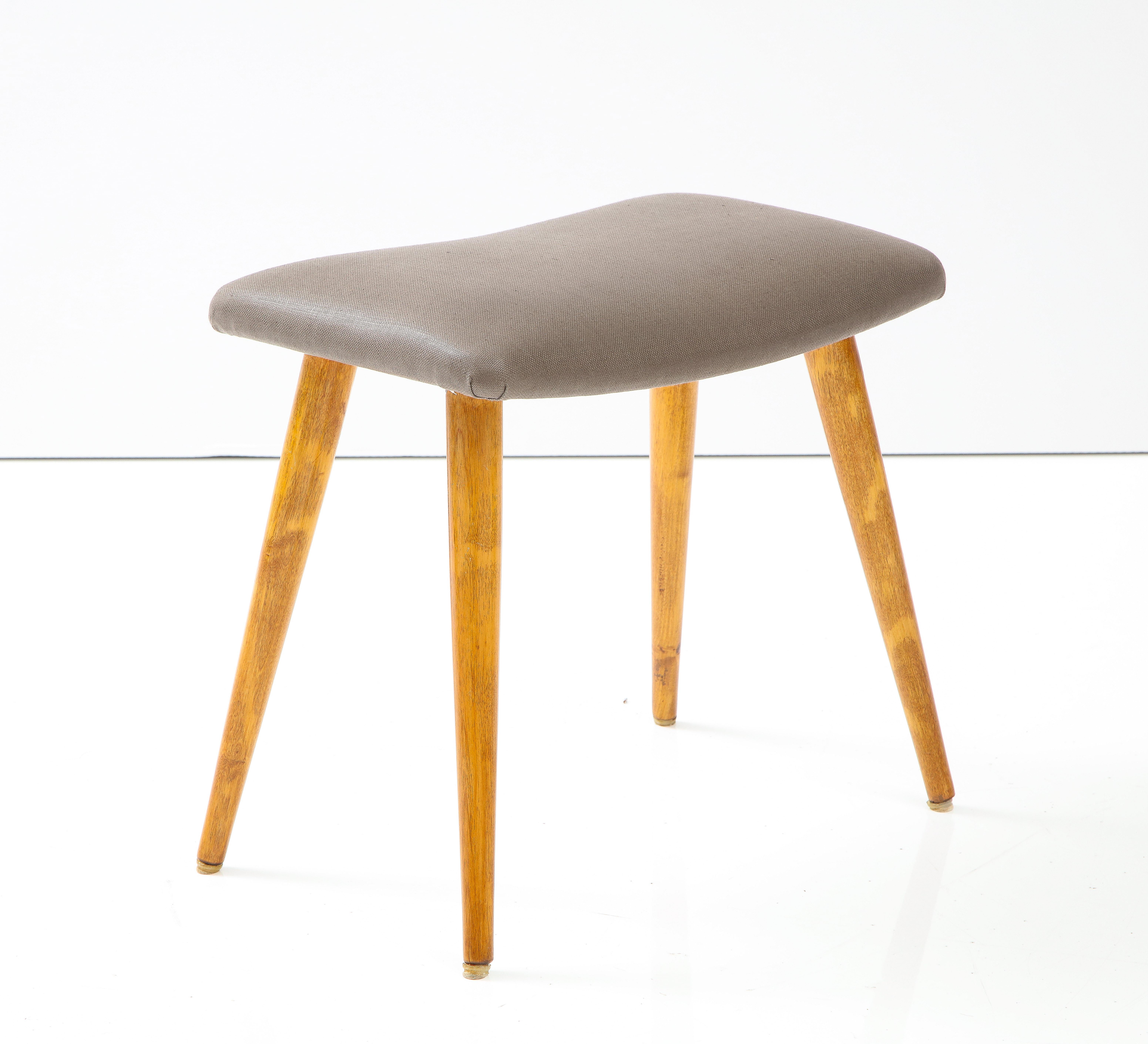 Swedish Birch and Upholstered Stool, Ca 1940s In Good Condition For Sale In New York, NY