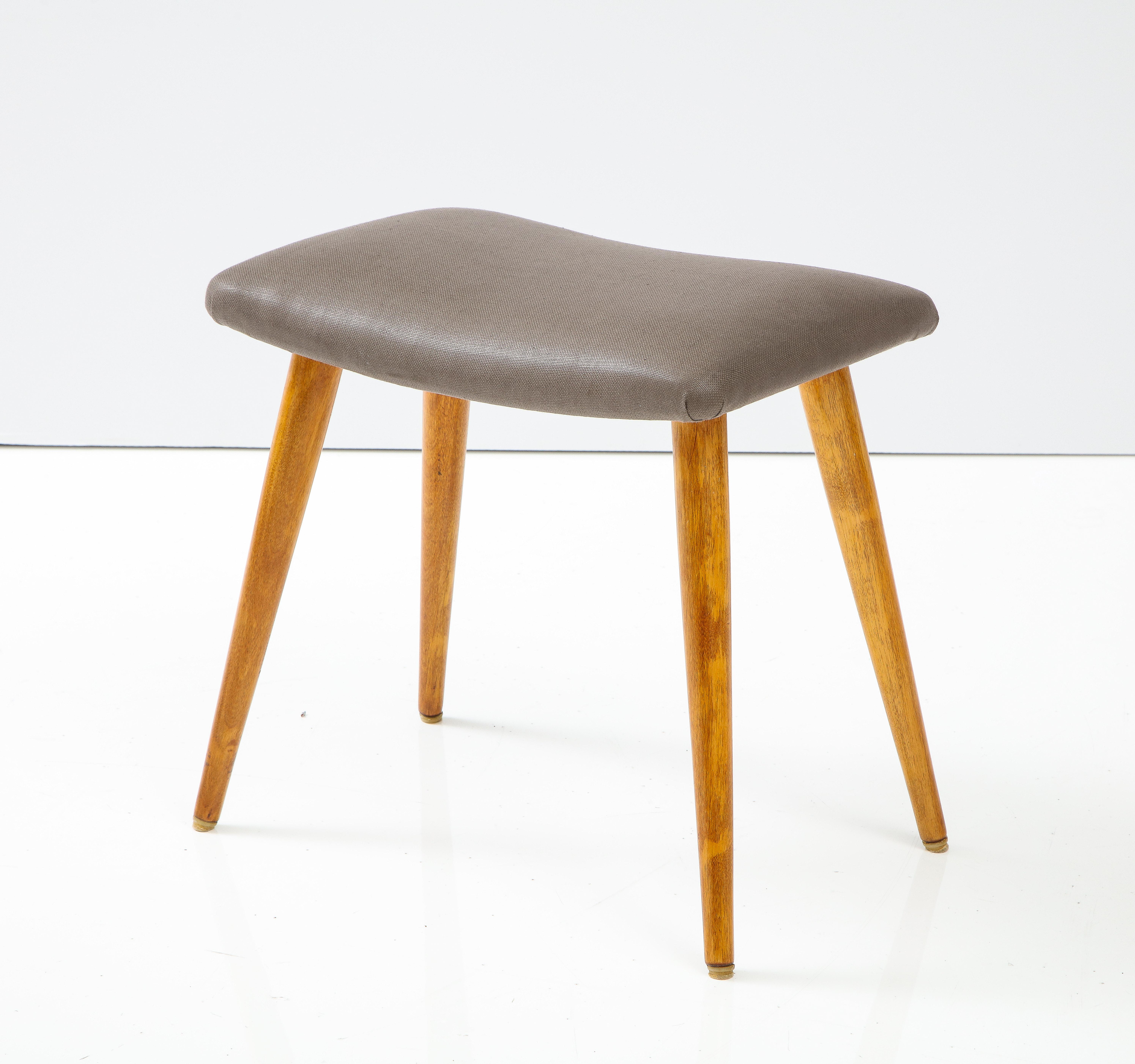 Swedish Birch and Upholstered Stool, Ca 1940s For Sale 1
