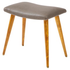 Vintage Swedish Birch and Upholstered Stool, Ca 1940s