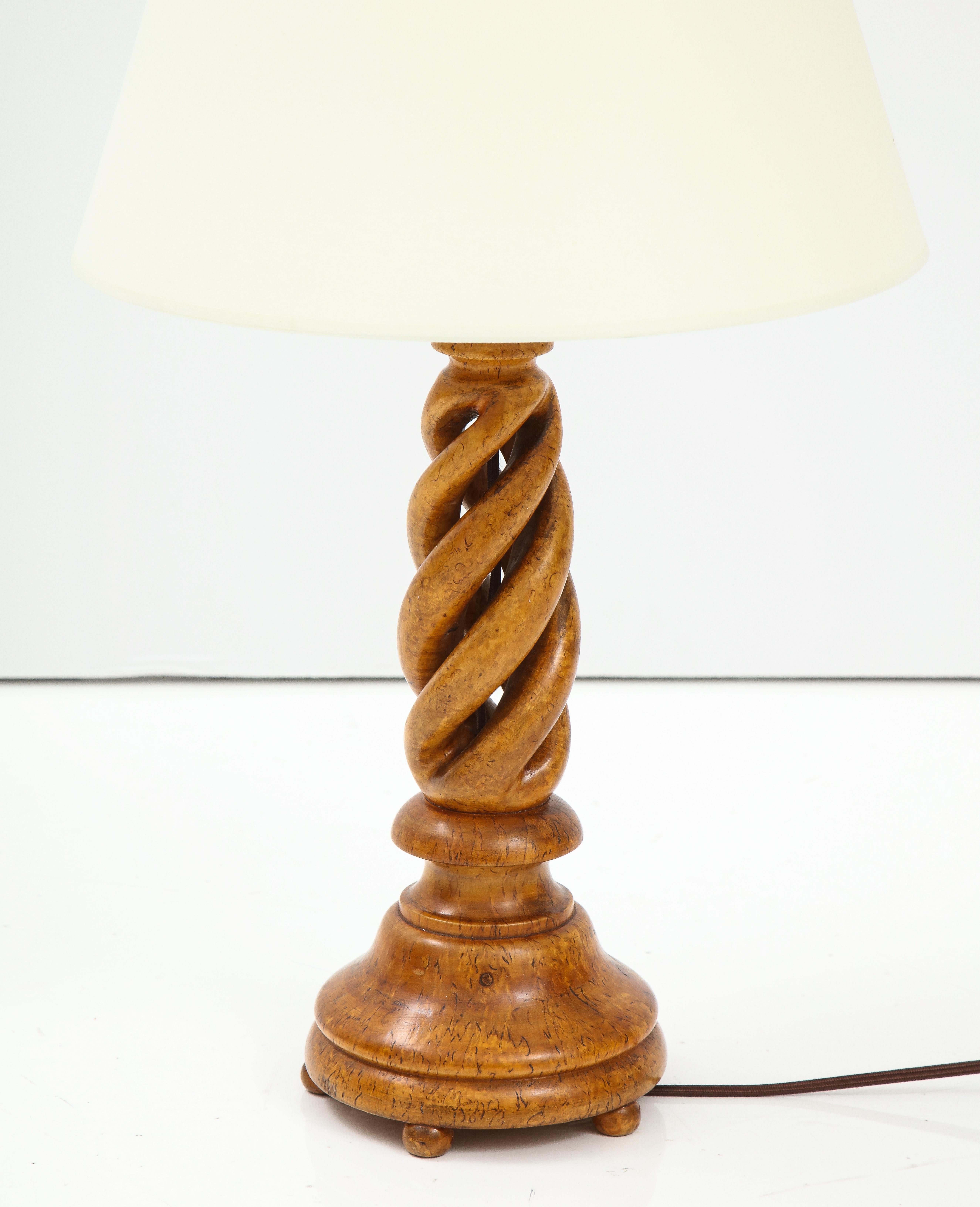 Swedish Birch Root Open Barley Twist Table Lamp, Circa 1960s For Sale 5