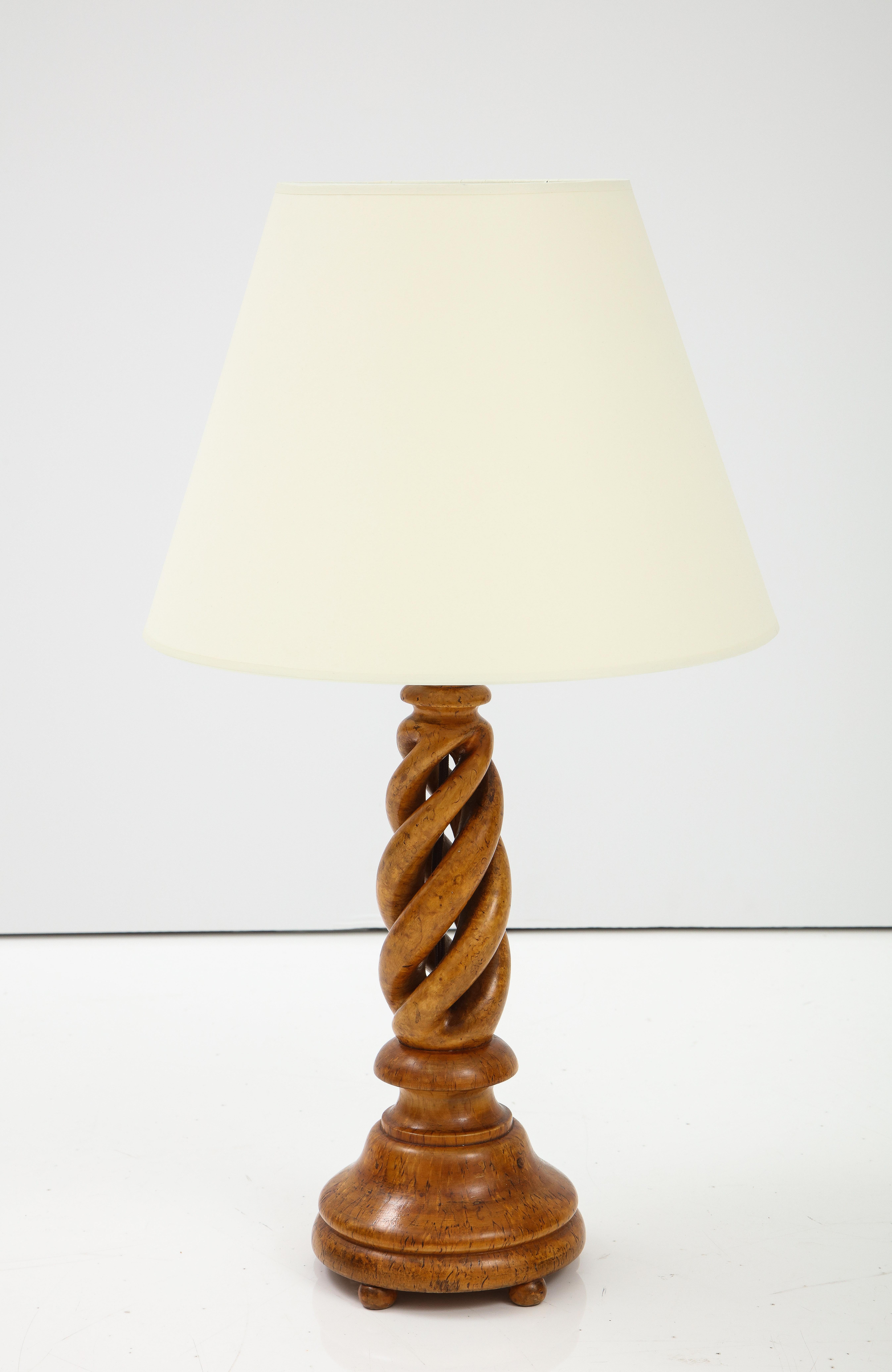 Mid-20th Century Swedish Birch Root Open Barley Twist Table Lamp, Circa 1960s For Sale