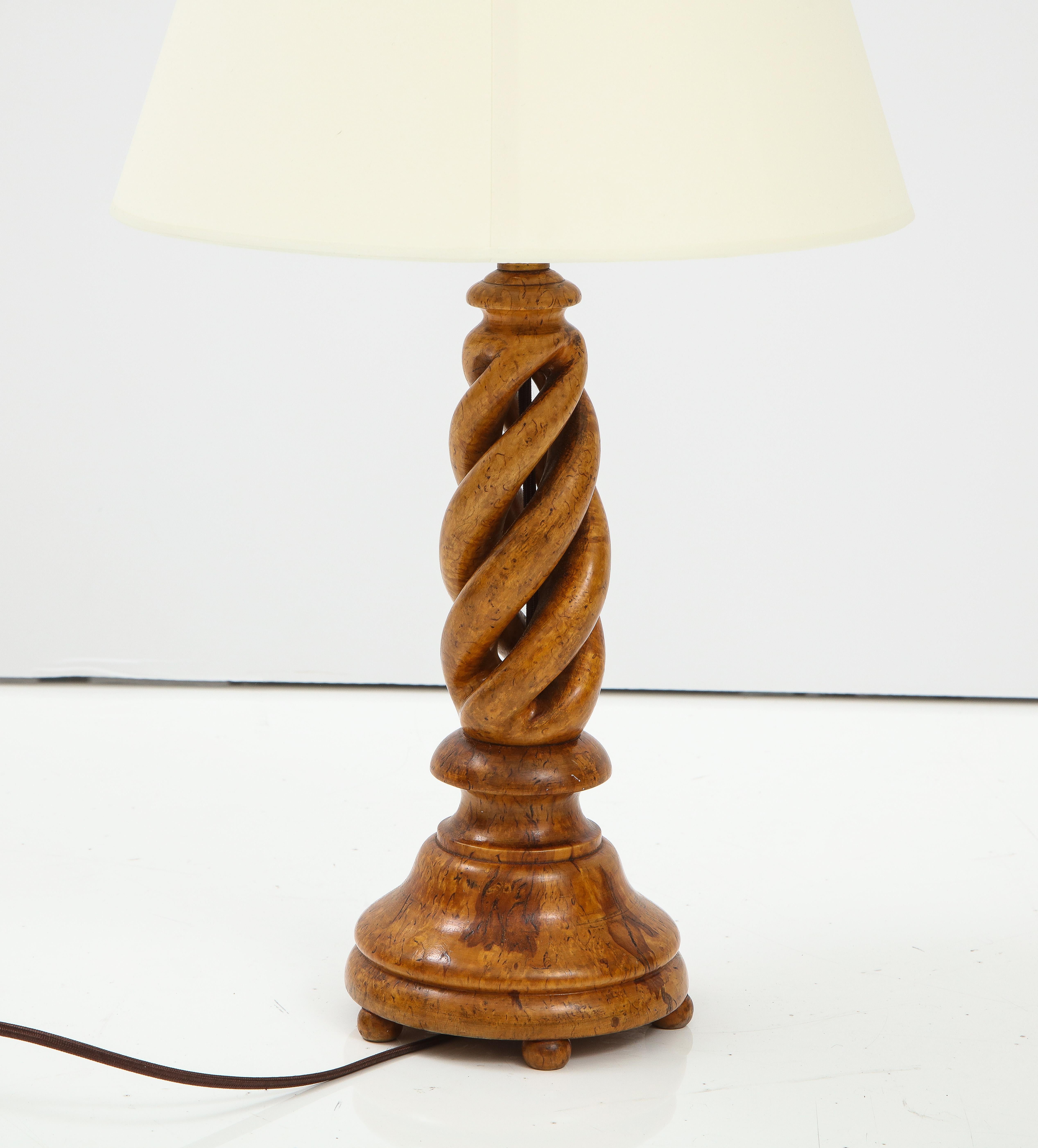 Swedish Birch Root Open Barley Twist Table Lamp, Circa 1960s For Sale 4