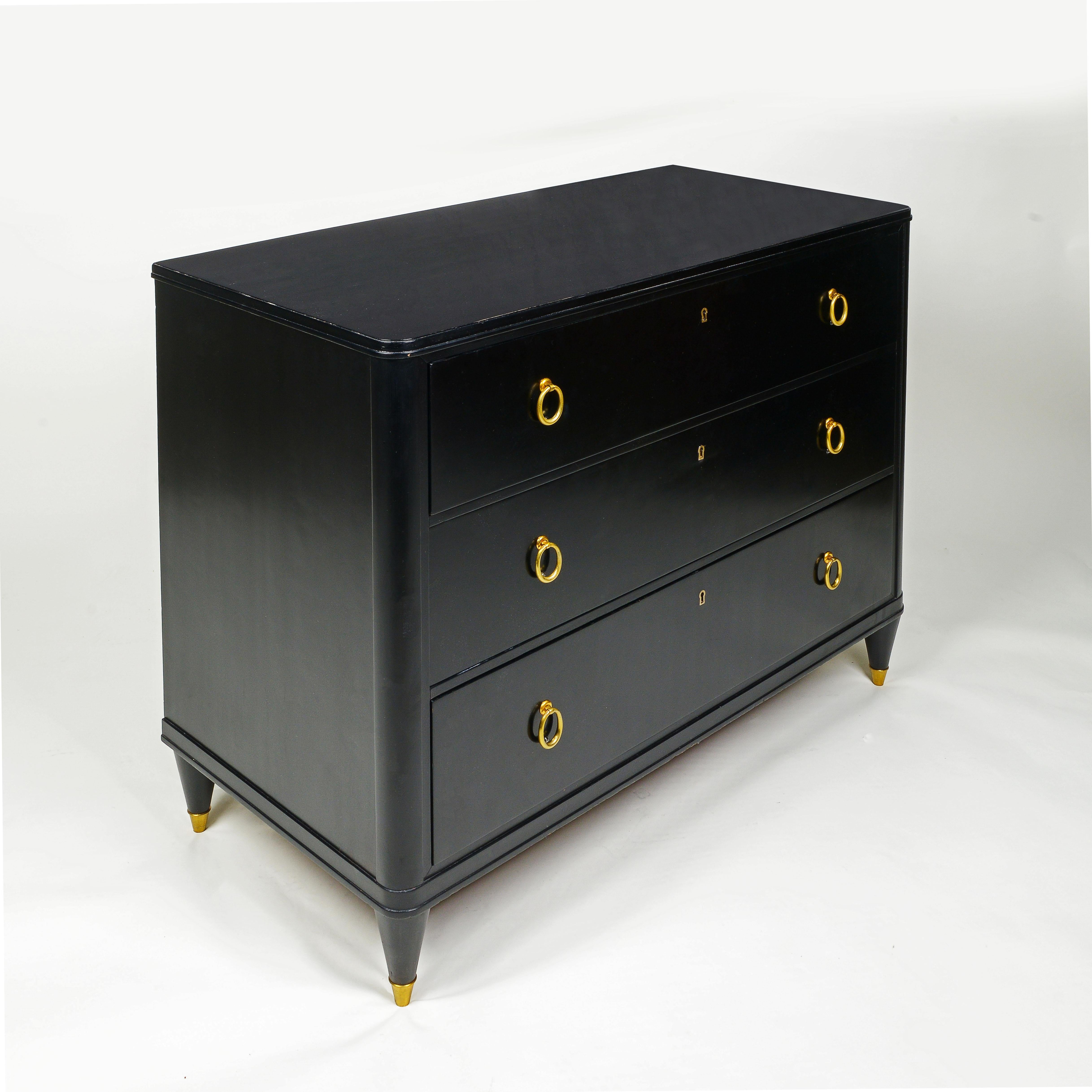 Mid-Century Modern A Swedish Black Lacquer Commode For Sale