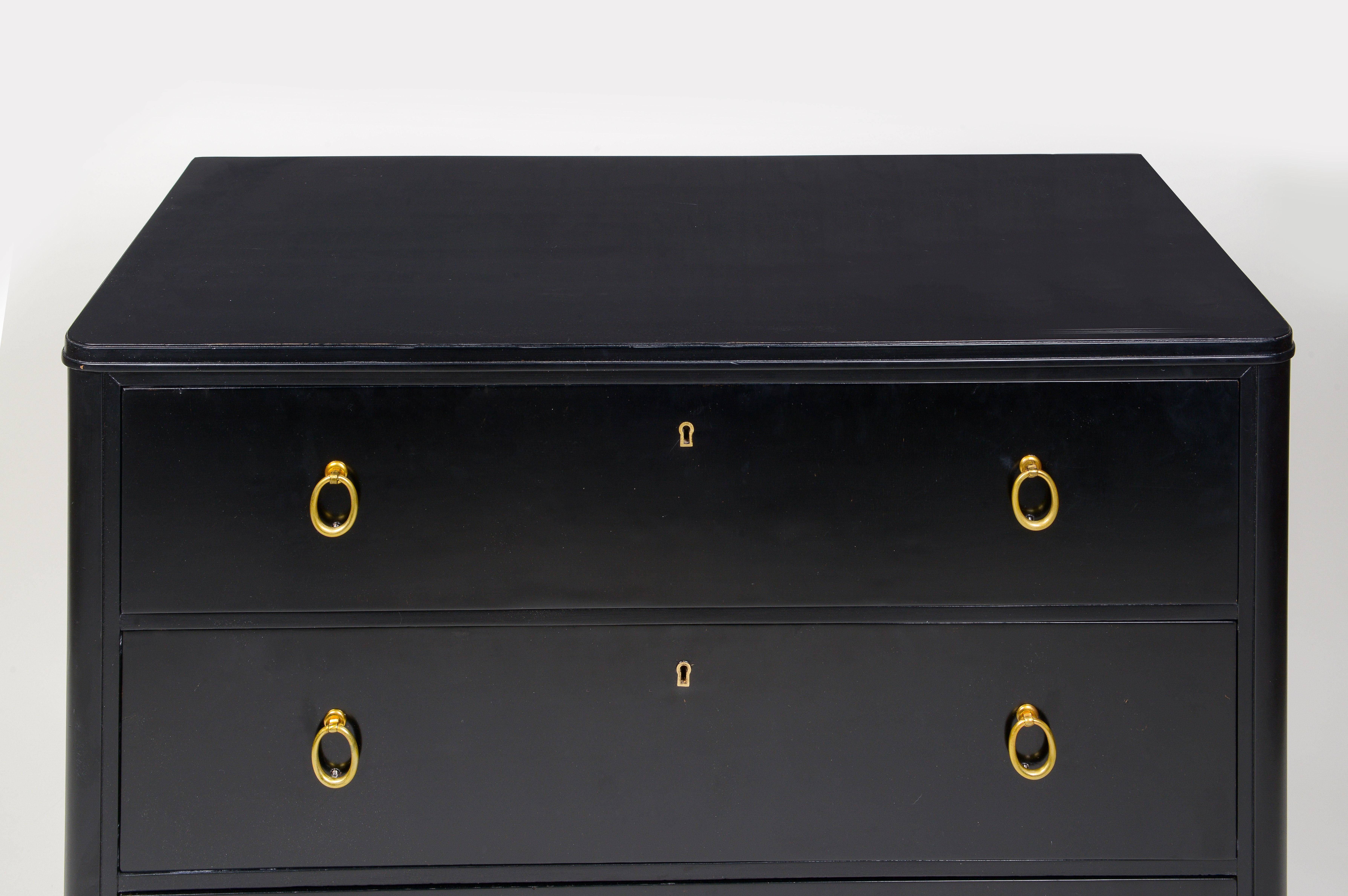 Mid-20th Century A Swedish Black Lacquer Commode For Sale