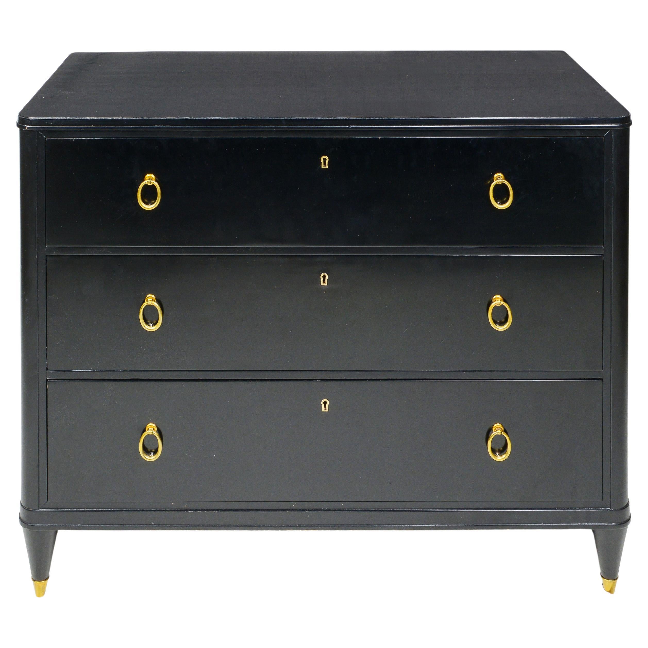 A Swedish Black Lacquer Commode For Sale