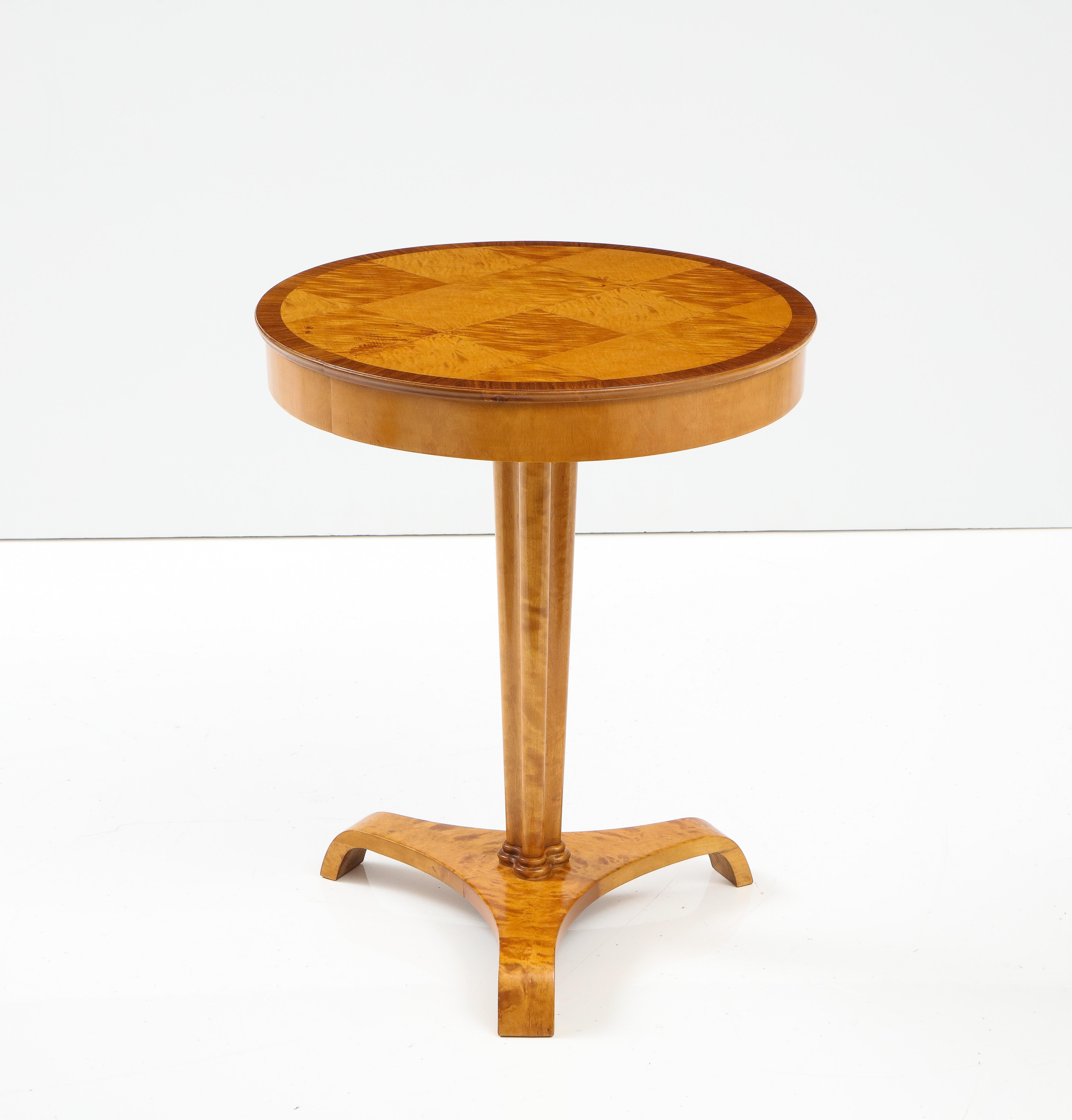 Scandinavian Modern Swedish Bodafors Birchwood Pedestal Side Table, circa 1940s