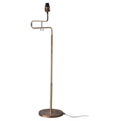 Vintage Swedish Brass Adjustable Swing Arm Floor Lamp