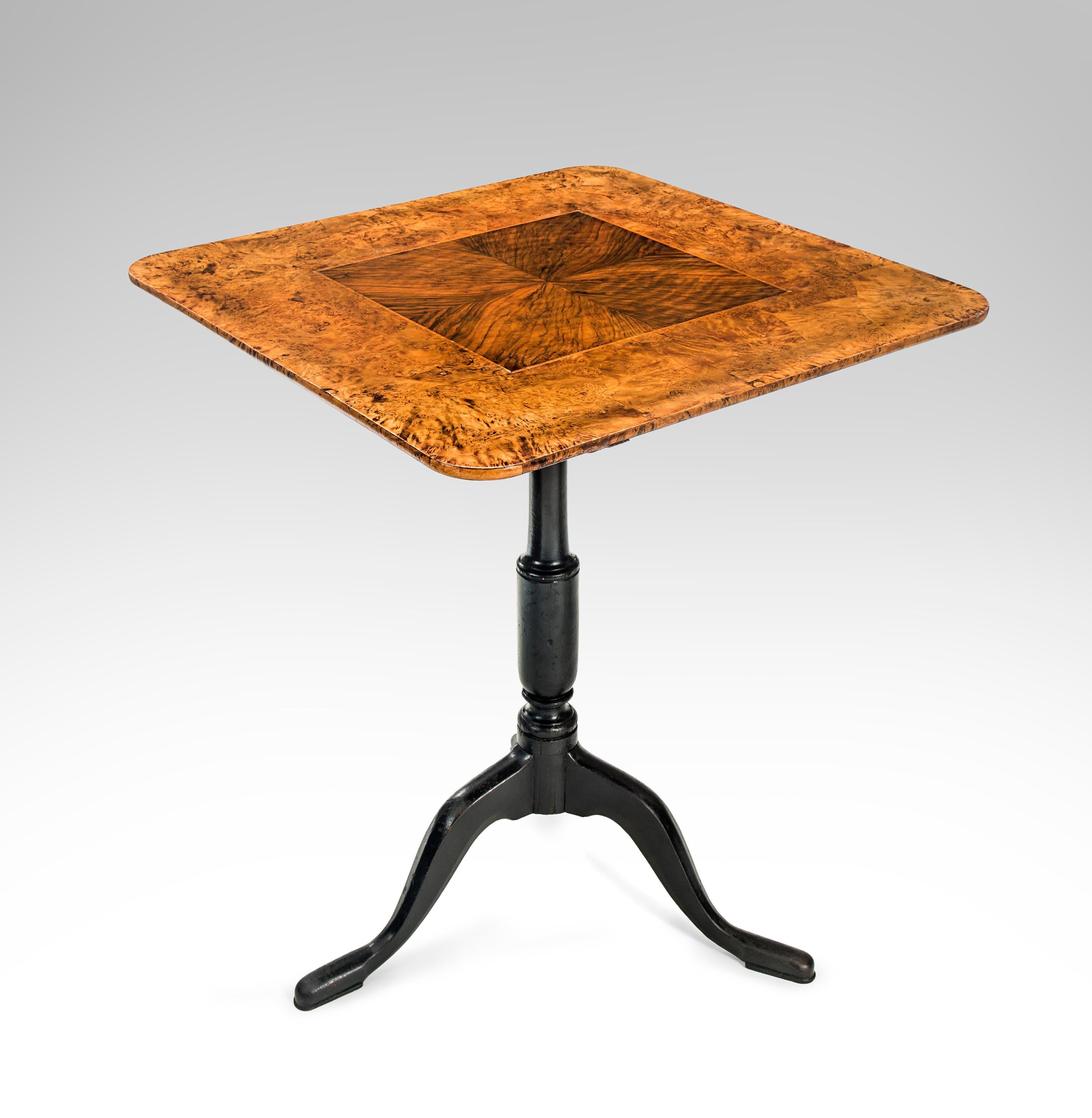 18th Century A Swedish Burlwood and Walnut Tilt-Top Table