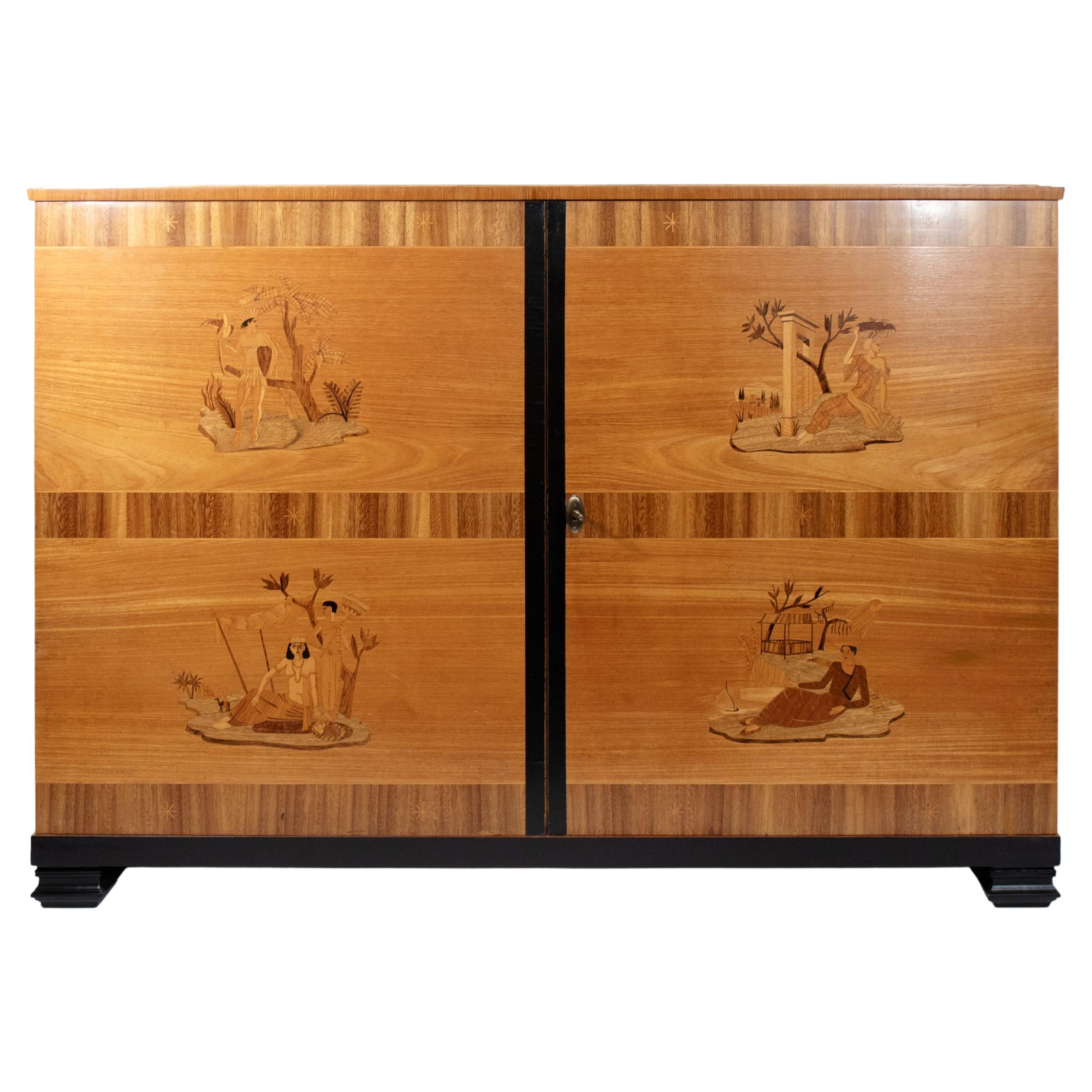A Swedish Cabinet with Marquetry Inlay