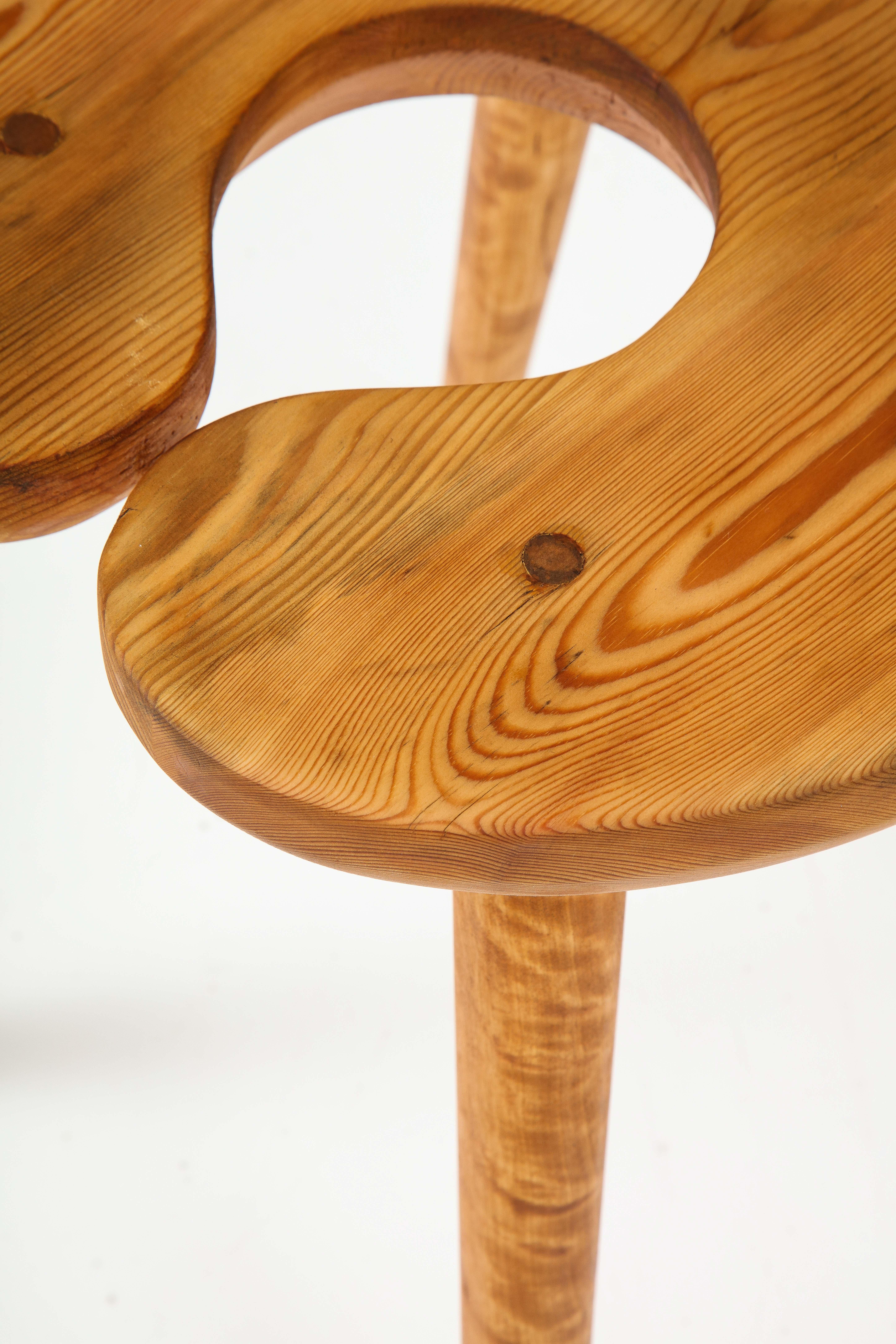 A Swedish Carved Birch and Pine Stool, Circa 1960s For Sale 8