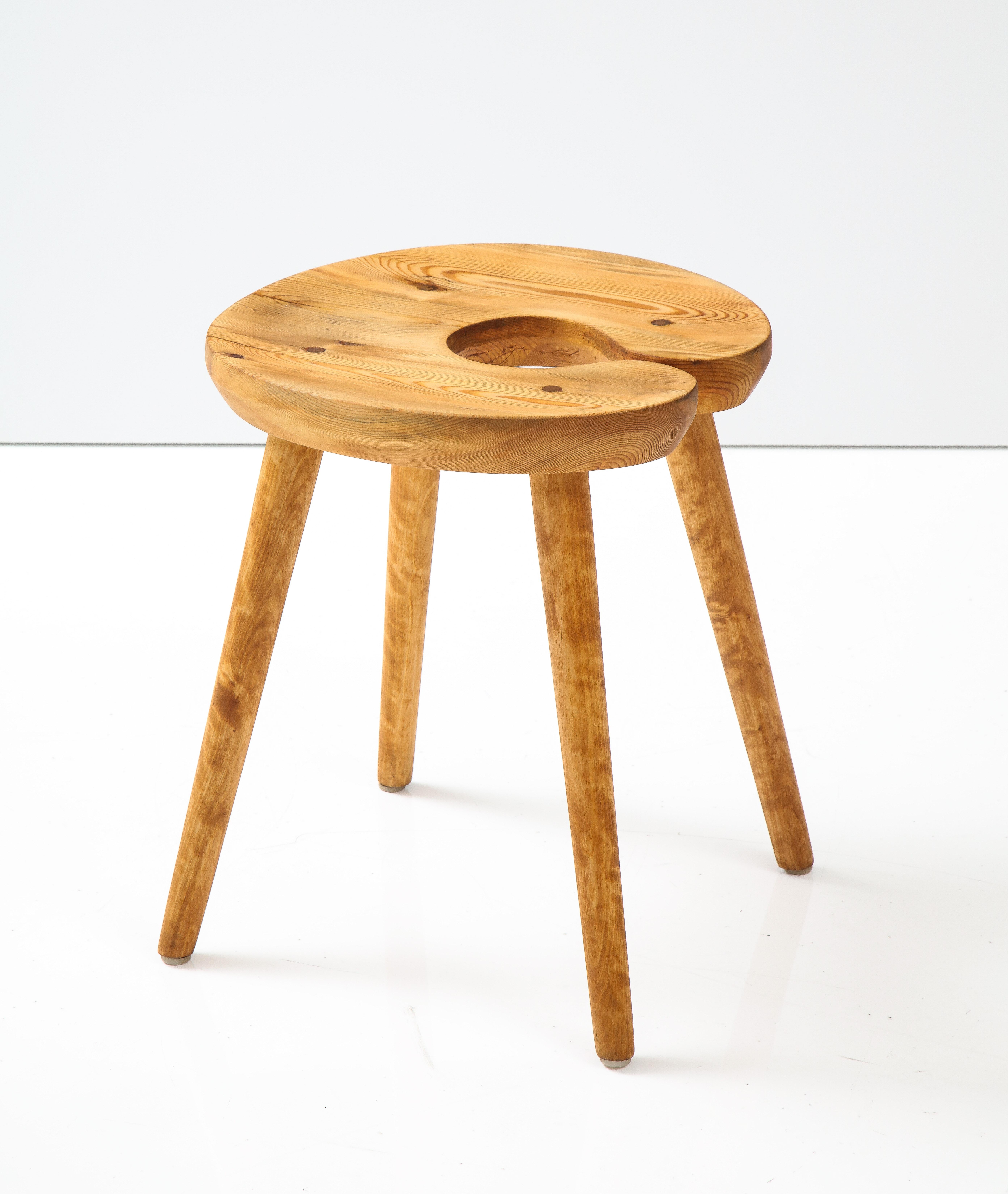 A Swedish Carved Birch and Pine Stool, Circa 1960s For Sale 1