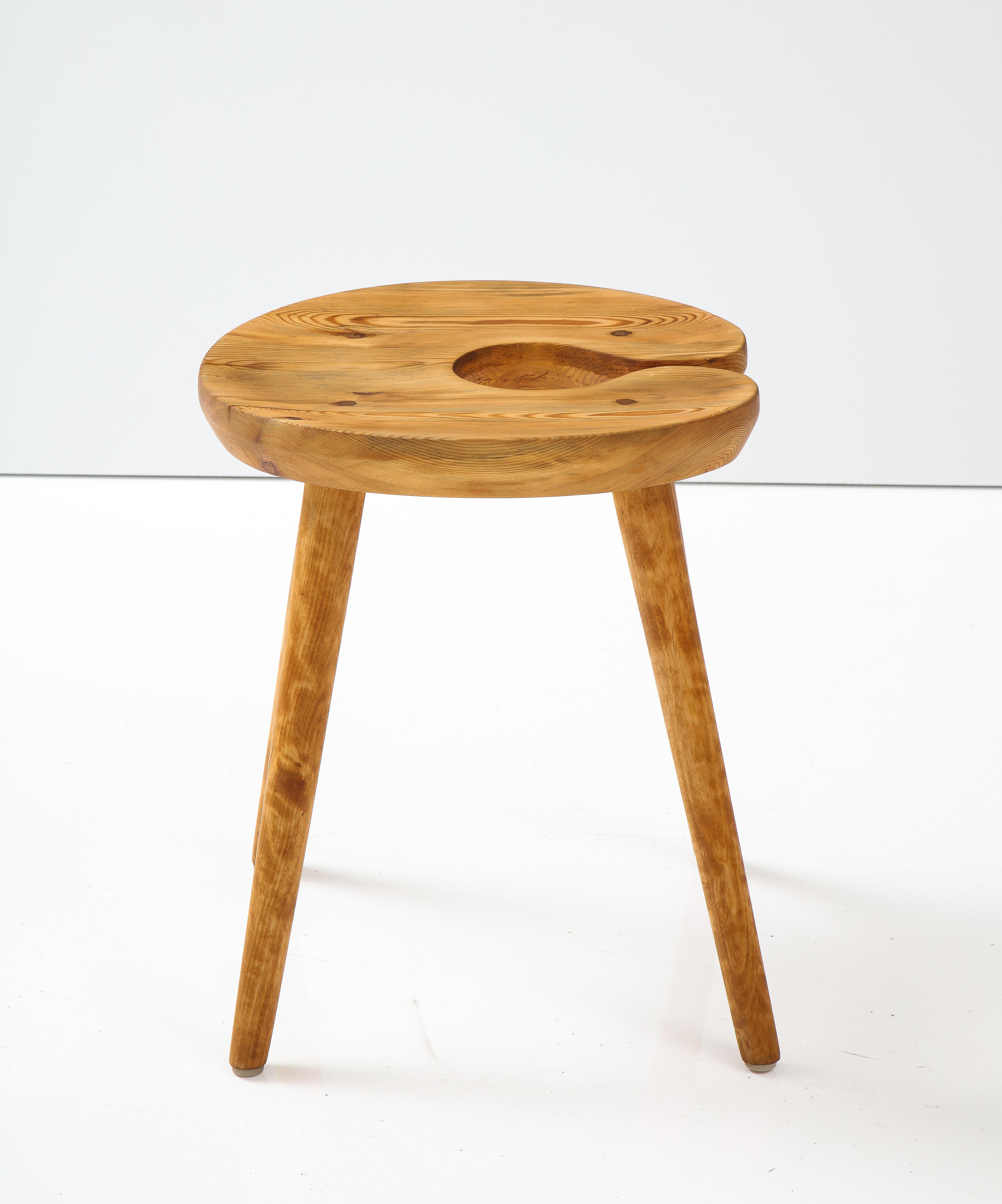 A Swedish Carved Birch and Pine Stool, Circa 1960s For Sale 2