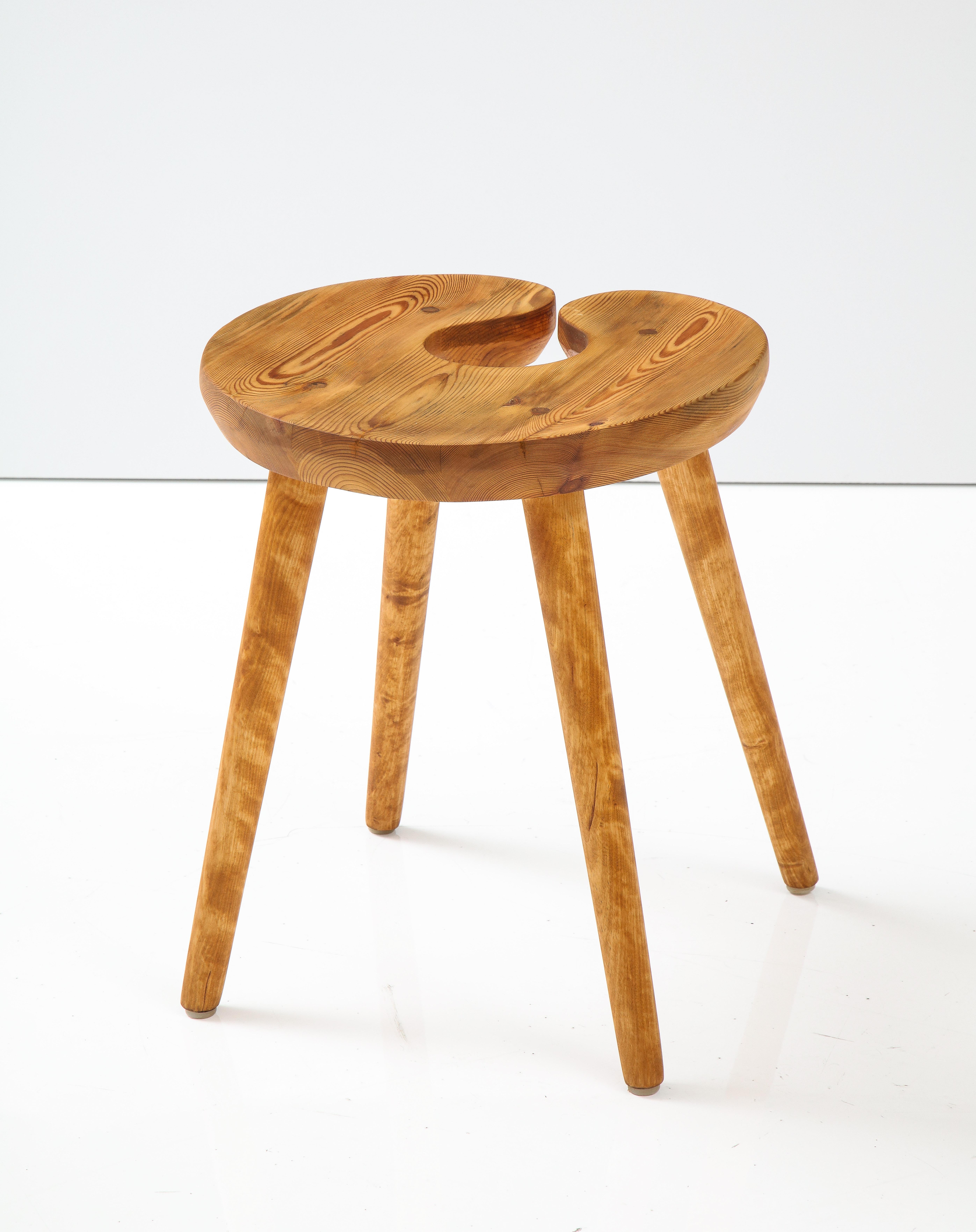 A Swedish Carved Birch and Pine Stool, Circa 1960s For Sale 3