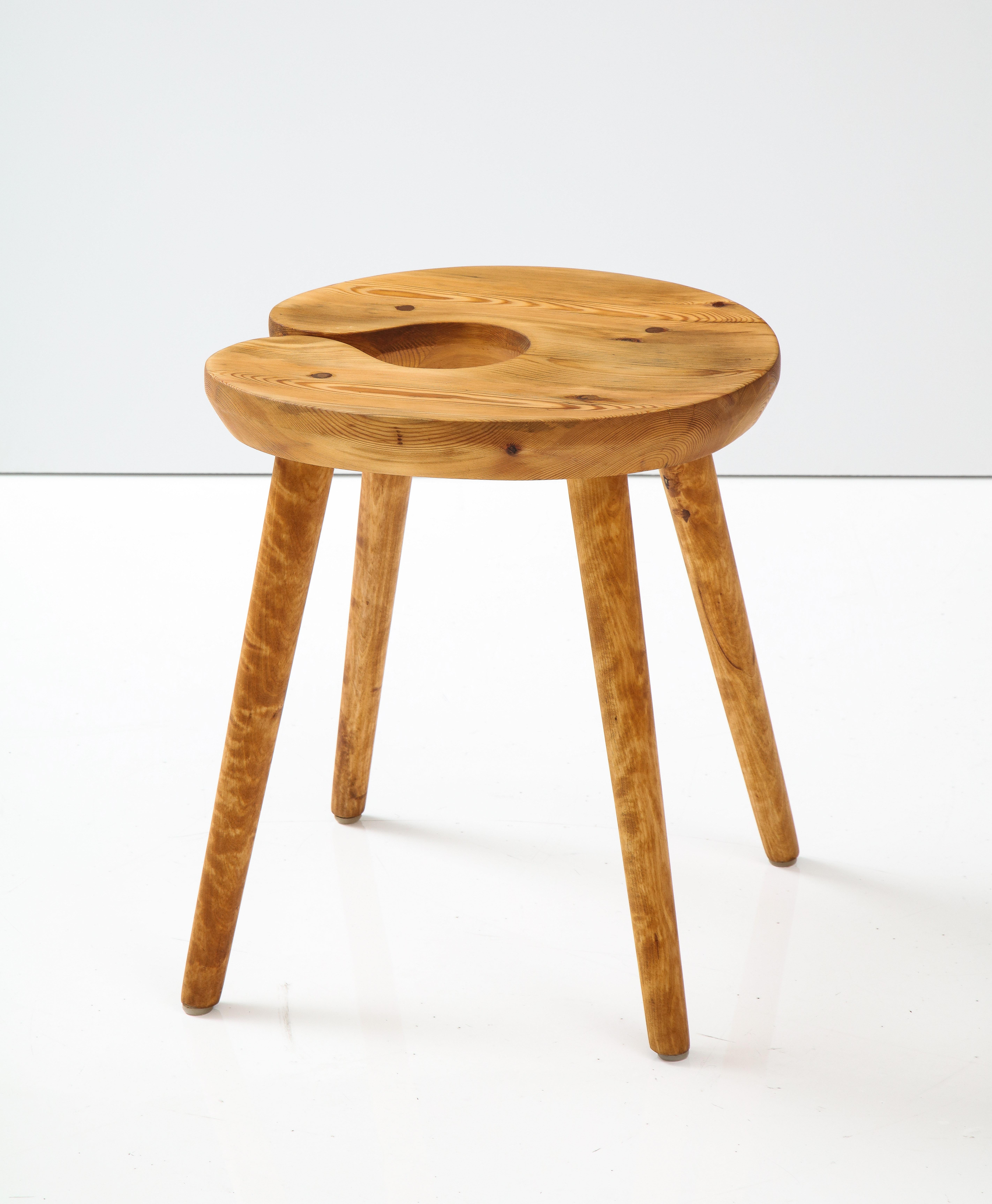 A Swedish Carved Birch and Pine Stool, Circa 1960s For Sale 4
