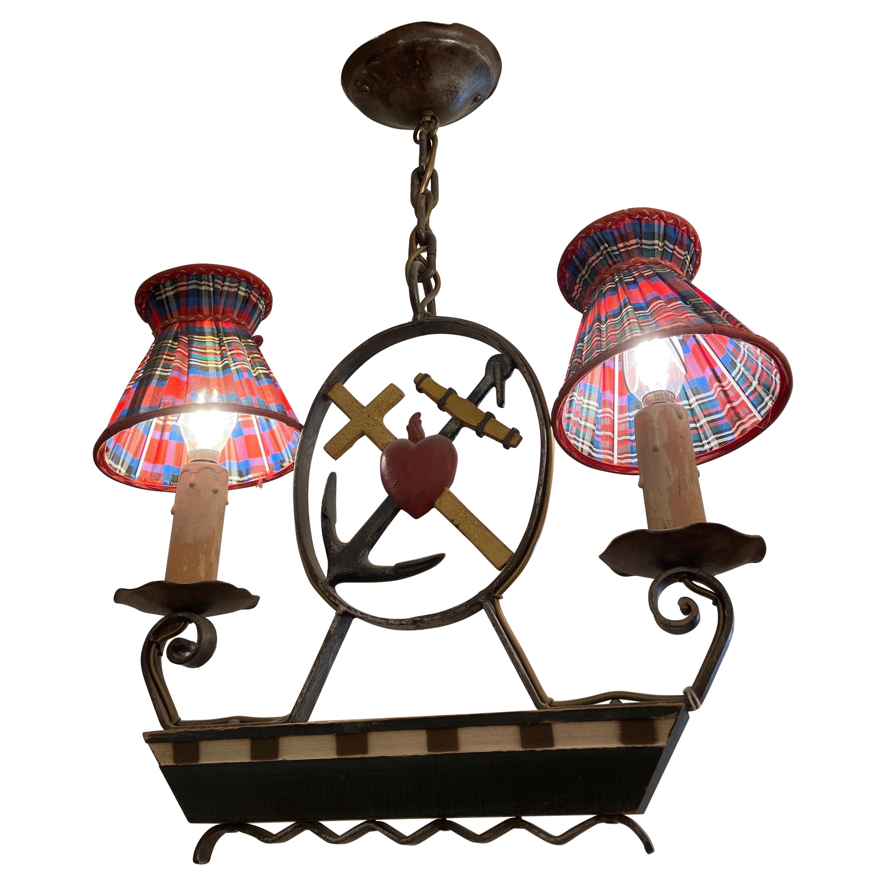 Swedish Folk Art Light Fixture For Sale