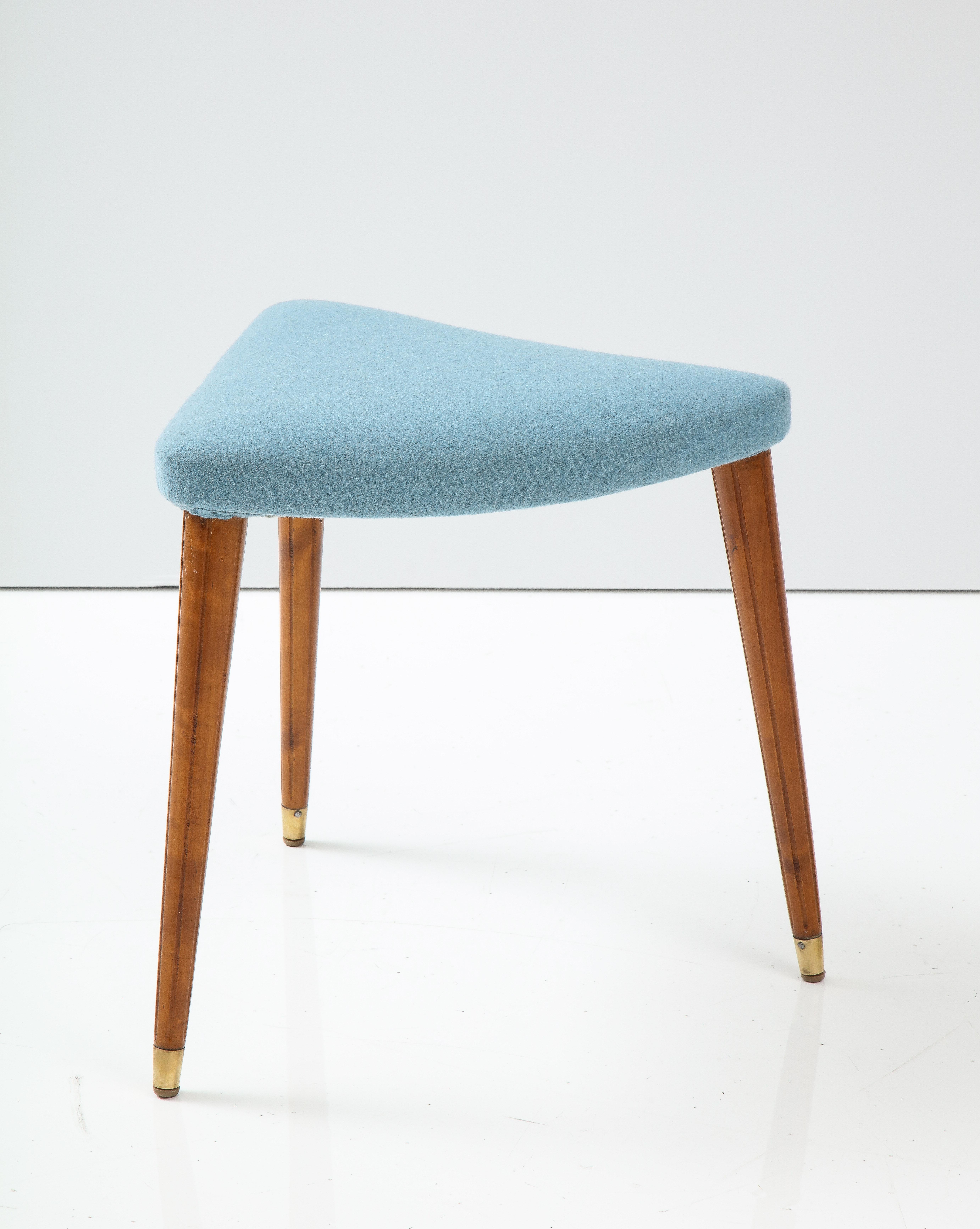 Swedish Grace Birch and Upholstered Triangular Stool, Circa 1940s In Good Condition In New York, NY