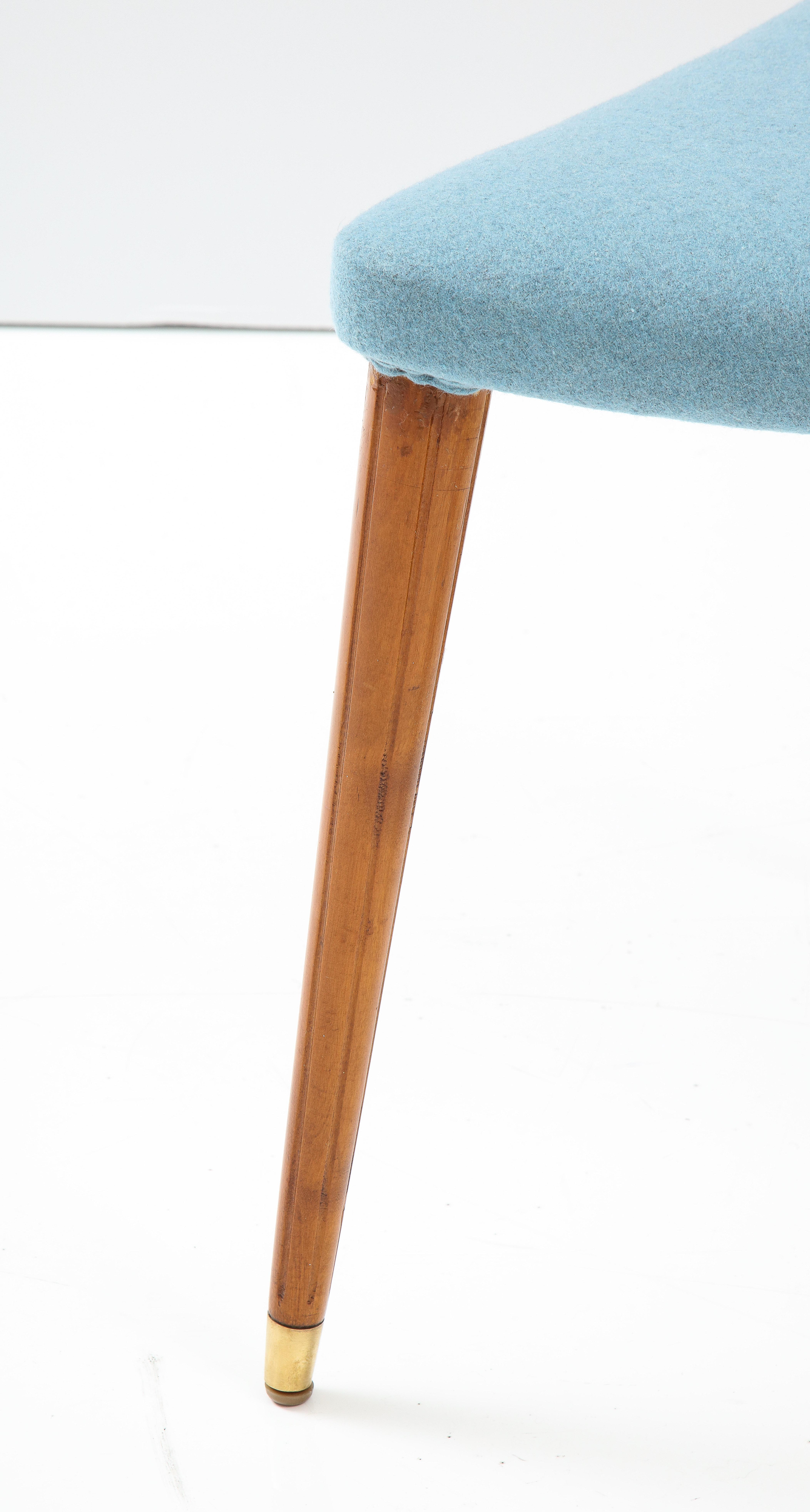 Swedish Grace Birch and Upholstered Triangular Stool, Circa 1940s 2