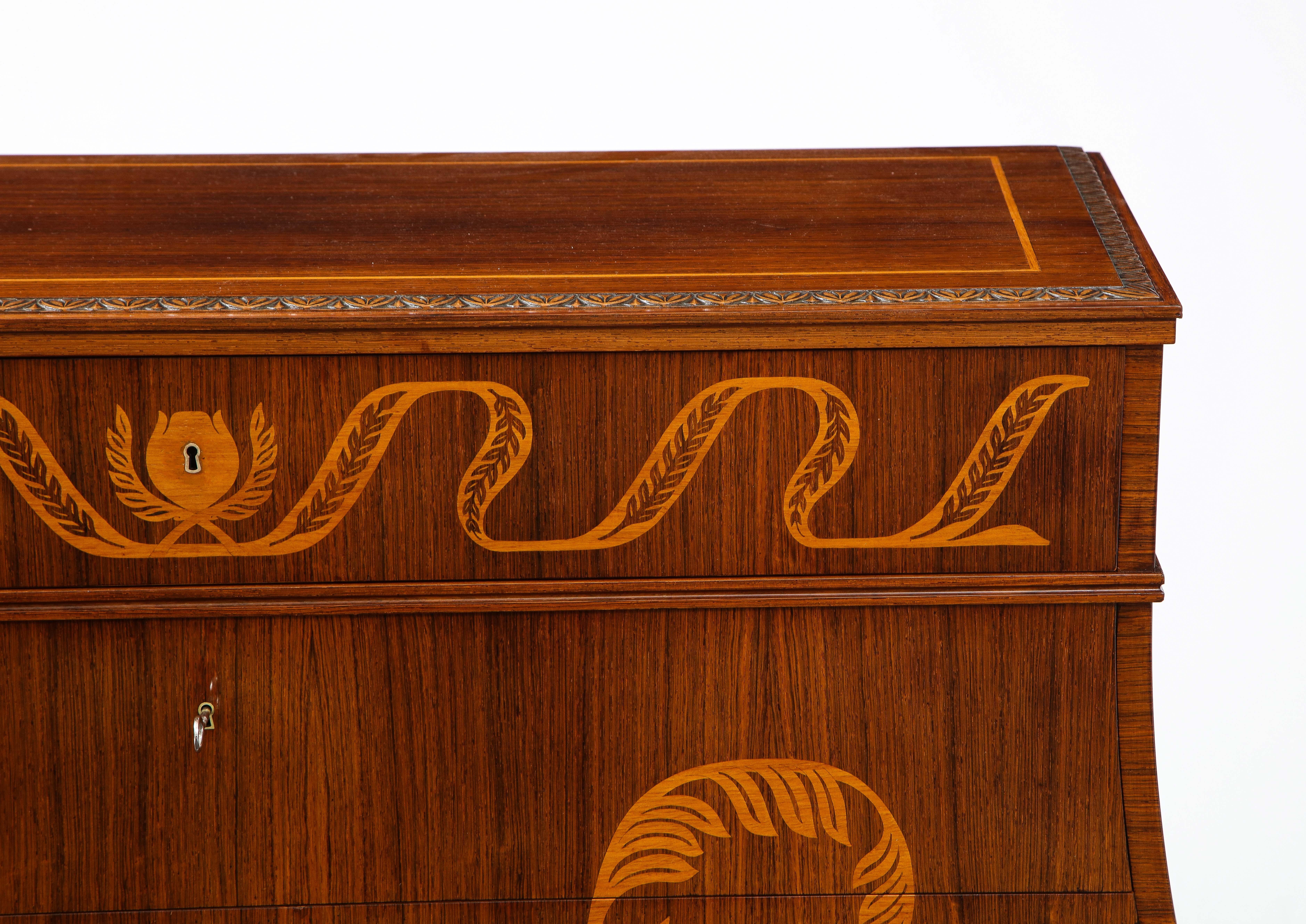 Mid-20th Century Swedish Grace Fruitwood Inlaid Rosewood Chest of Drawers, Circa 1930-40