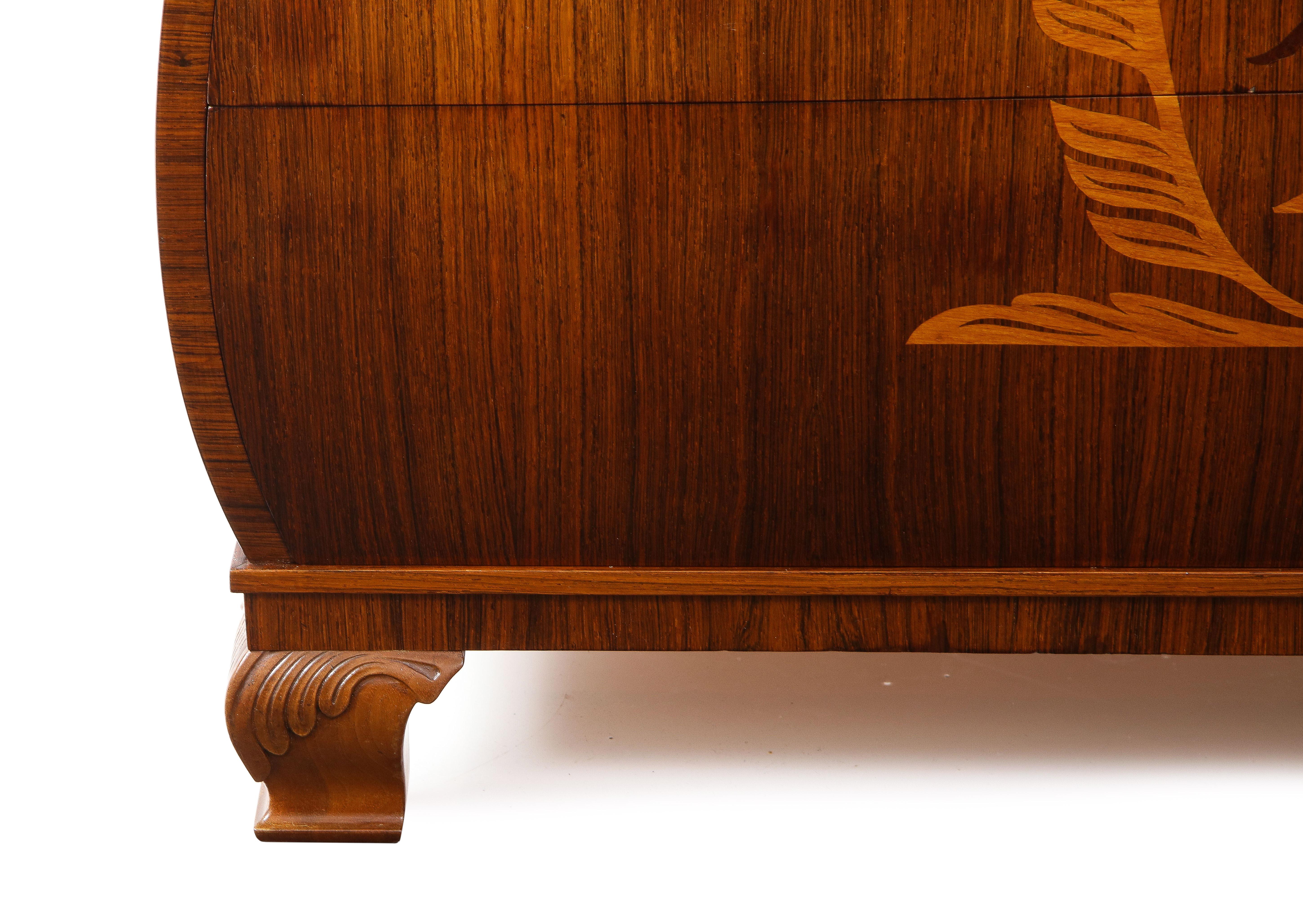 Wood Swedish Grace Fruitwood Inlaid Rosewood Chest of Drawers, Circa 1930-40