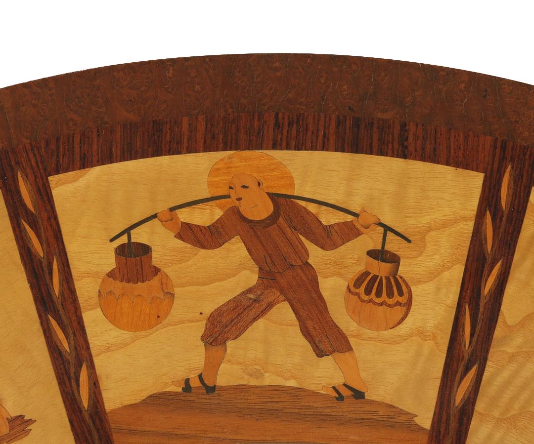 A Swedish Grace-Period Marquetry Flush Mount Depicting the Twelve Zodiacs In Good Condition For Sale In New York, NY