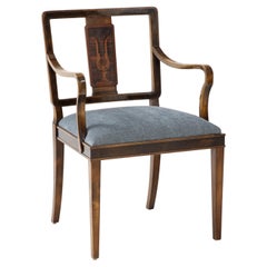 A Swedish Grace Stained Birch and Inlaid Open Armchair, circa 1940
