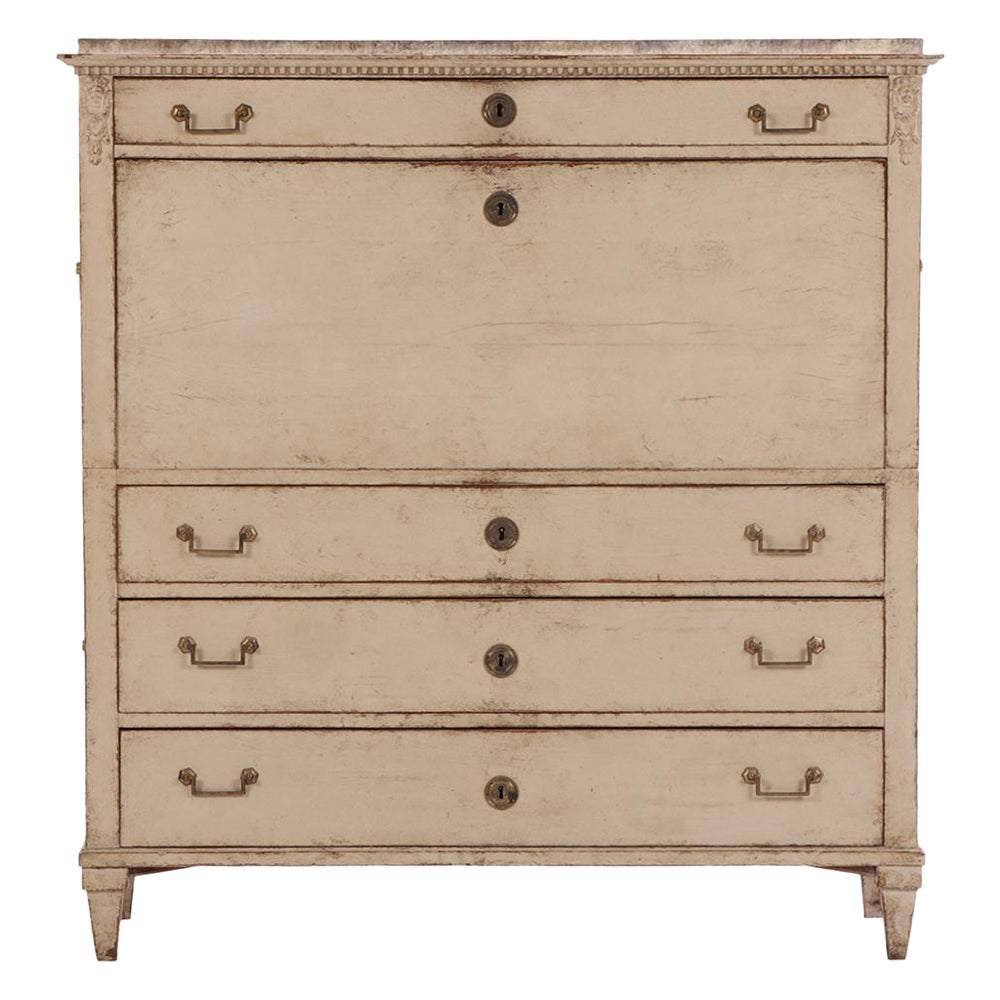 Bureau suédois Gustavien à façade peinte, C.I.C. 1820. en vente