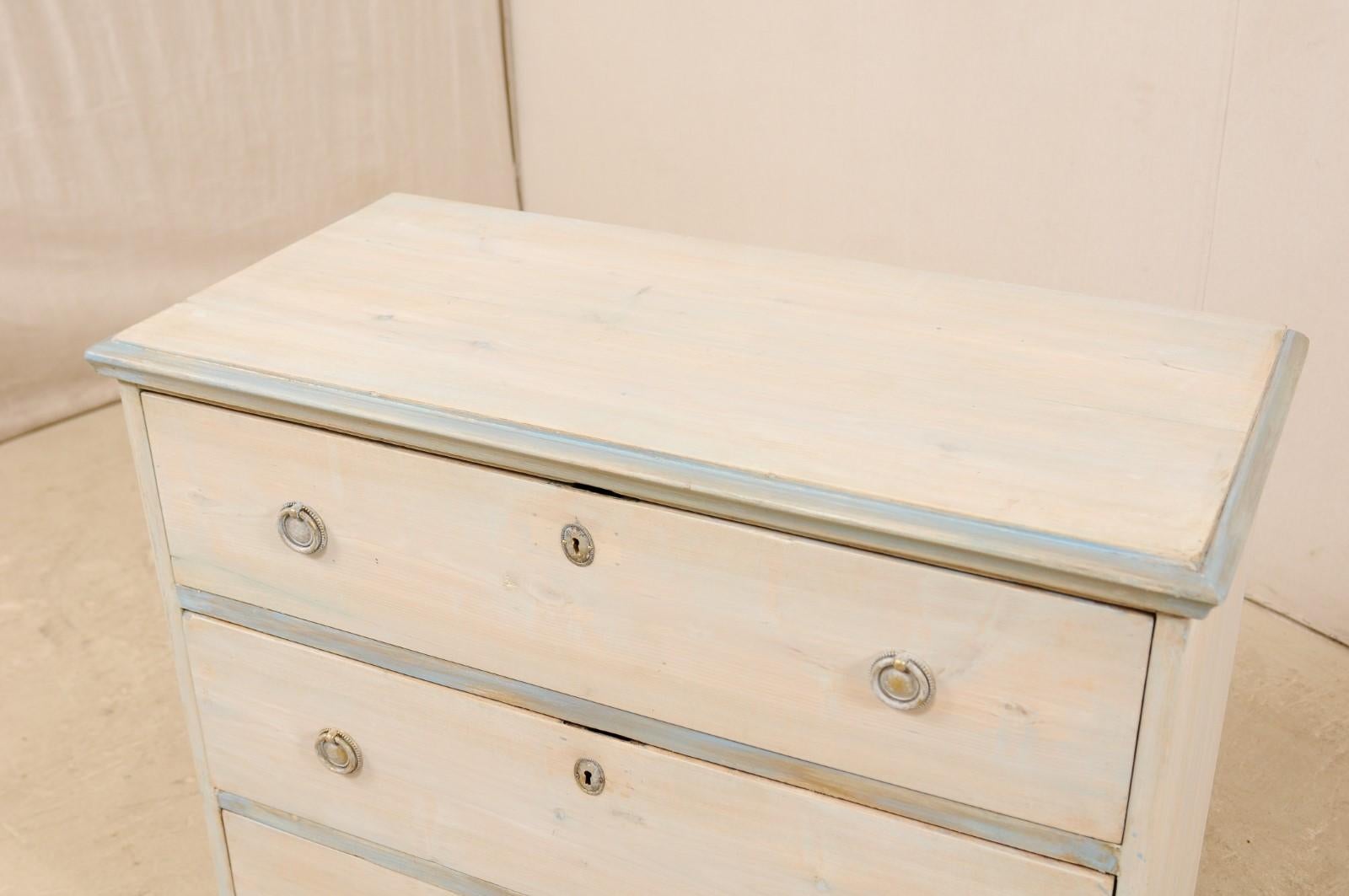 Swedish Gustavian Style Painted Wood Chest in Pale Blue Hues, Mid-20th Century 1