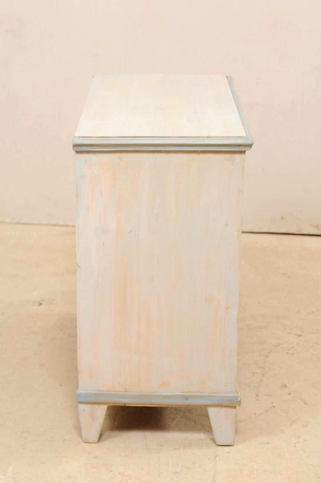 Swedish Gustavian Style Painted Wood Chest in Pale Blue Hues, Mid-20th Century 3