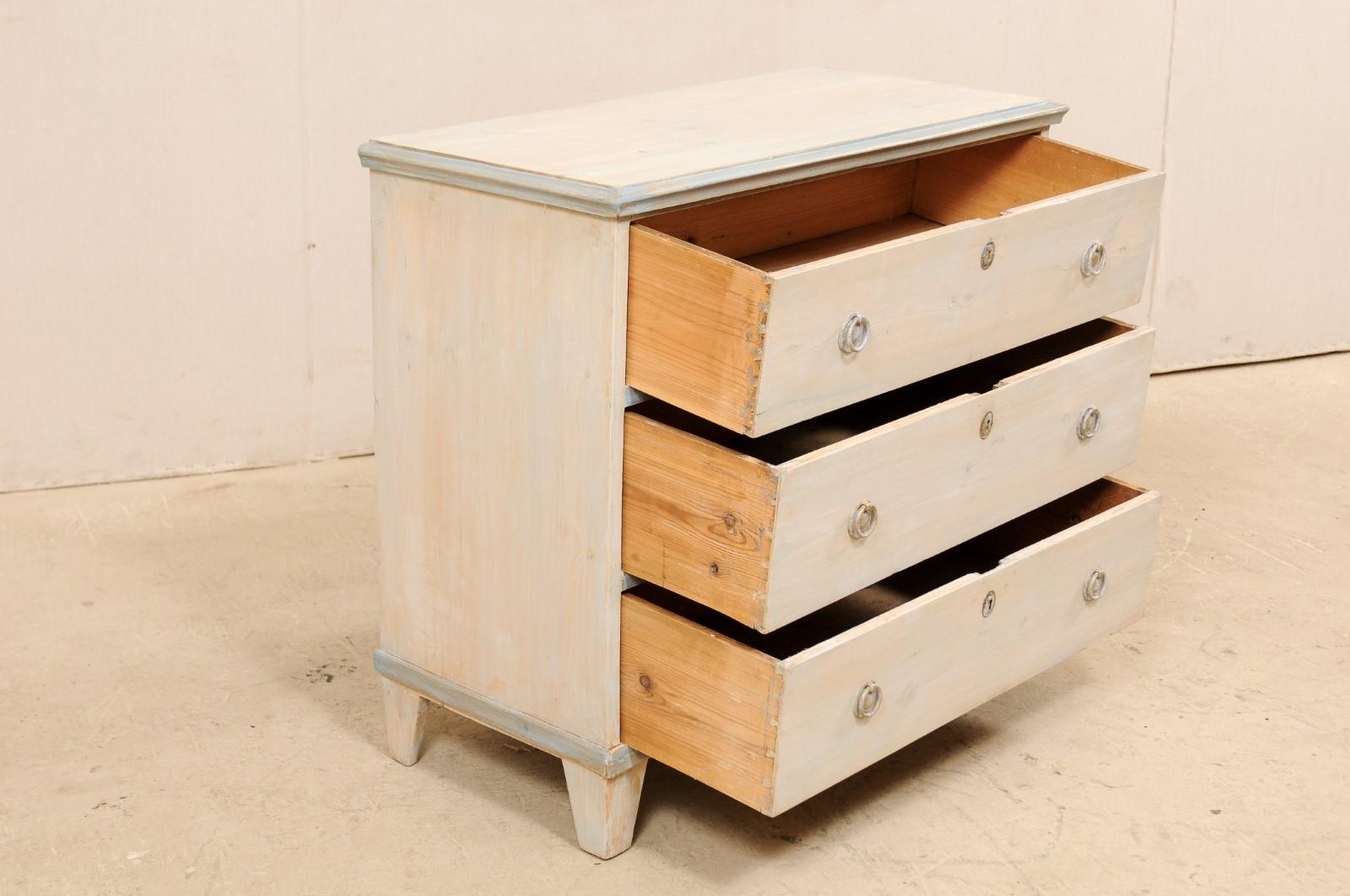 Swedish Gustavian Style Painted Wood Chest in Pale Blue Hues, Mid-20th Century 5