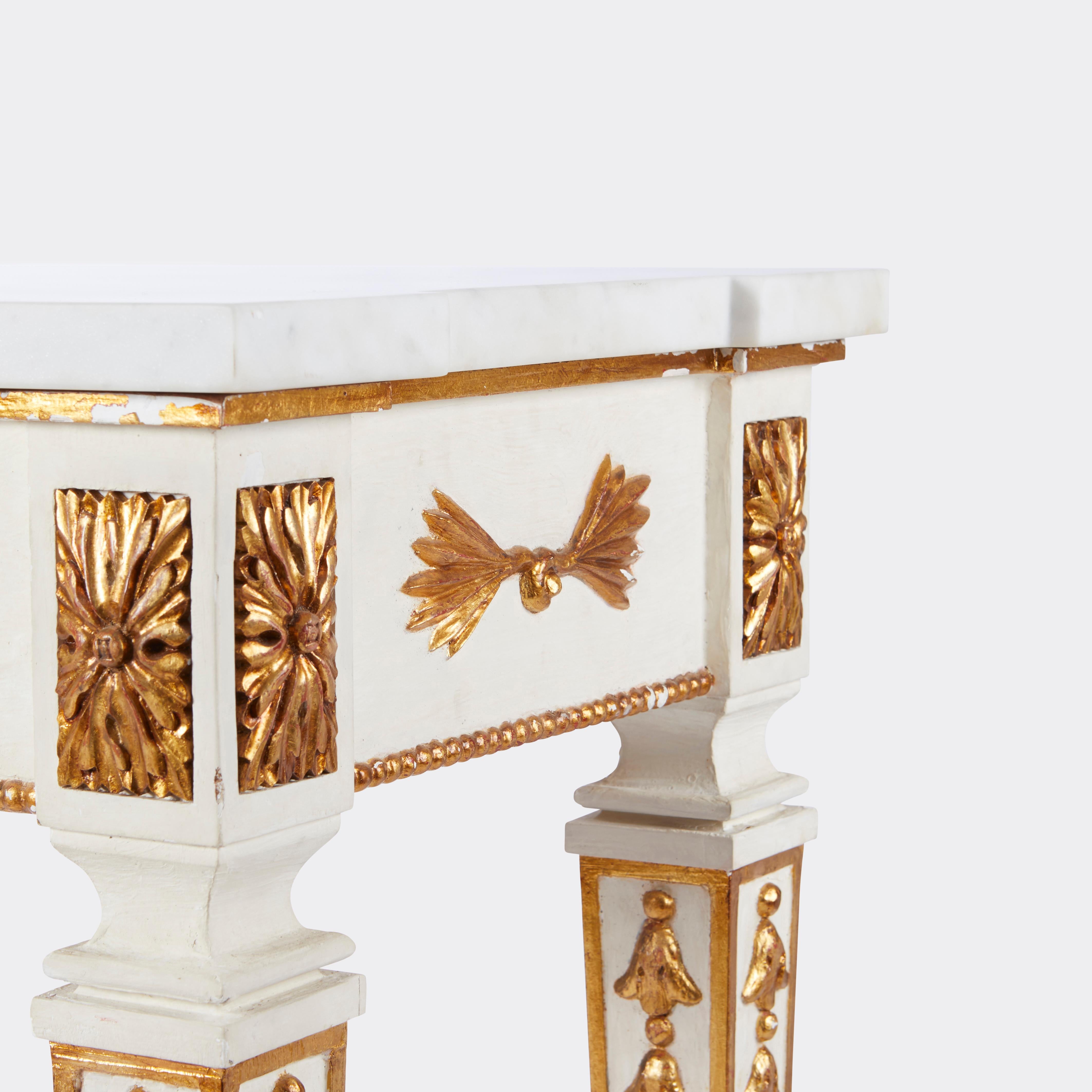 Carved Pair of Swedish Gustavian-Style Console Tables For Sale