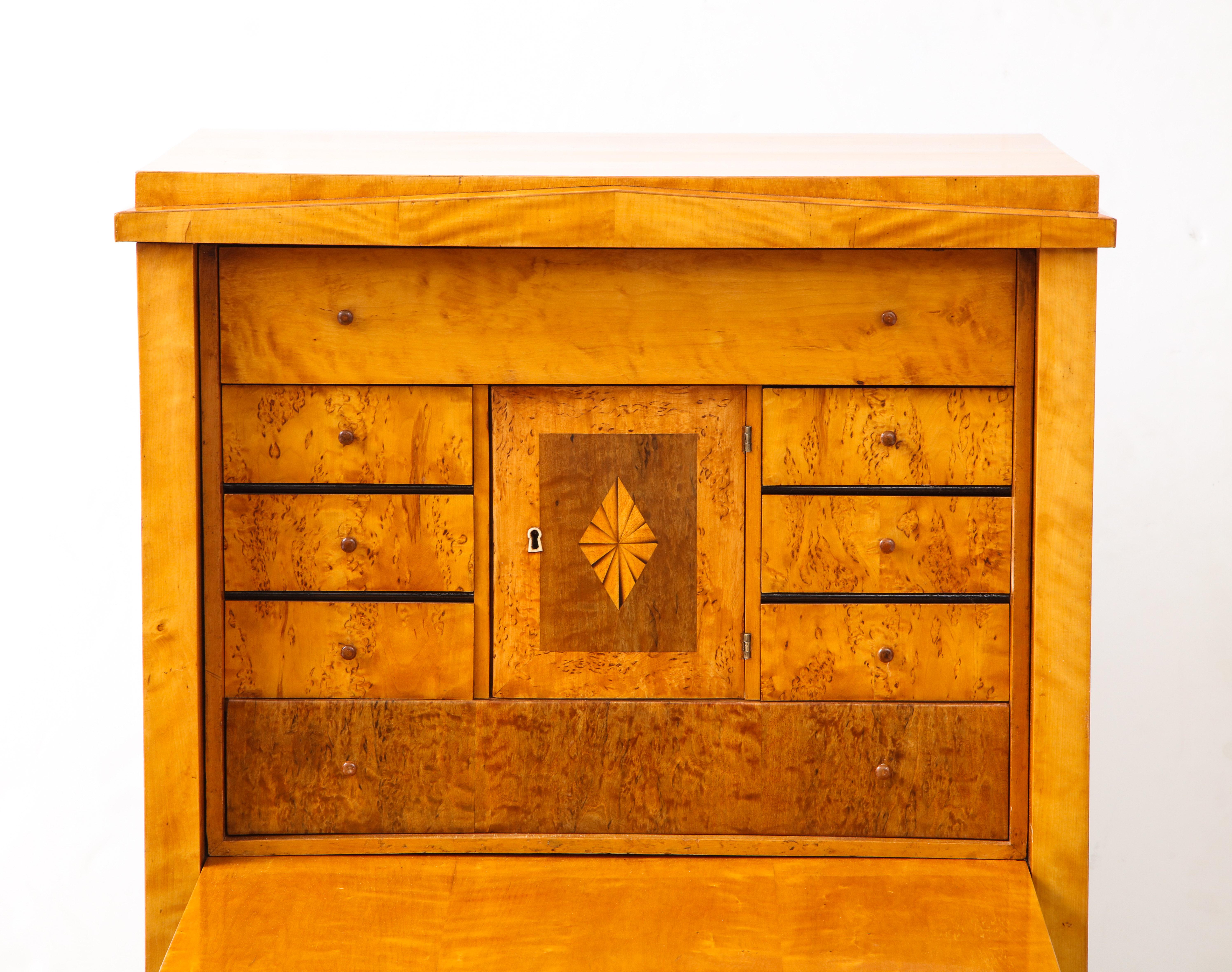 Swedish Karl Johan Birch Wood Fall-Front Secretaire, Mid-19th Century In Good Condition In New York, NY