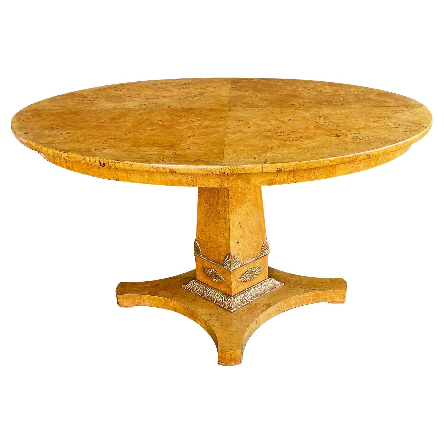 A Swedish Karl Johan Burl Birch Oval Center Table For Sale