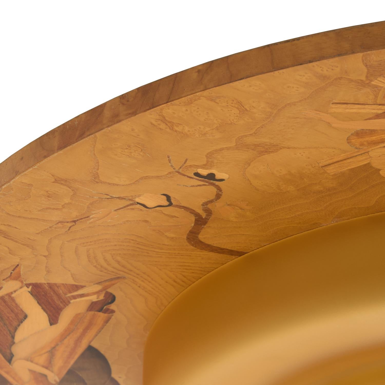 Glass A Swedish Marquetry Flush Mount Depicting The Four Winds
