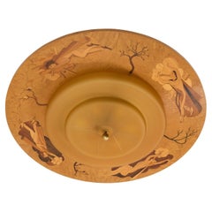 A Swedish Marquetry Flush Mount Depicting The Four Winds
