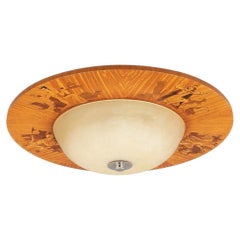 A Swedish Marquetry Flush Mount with Figures Representing the Five Continents