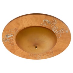 A Swedish Marquetry Flush Mount with Pewter Details