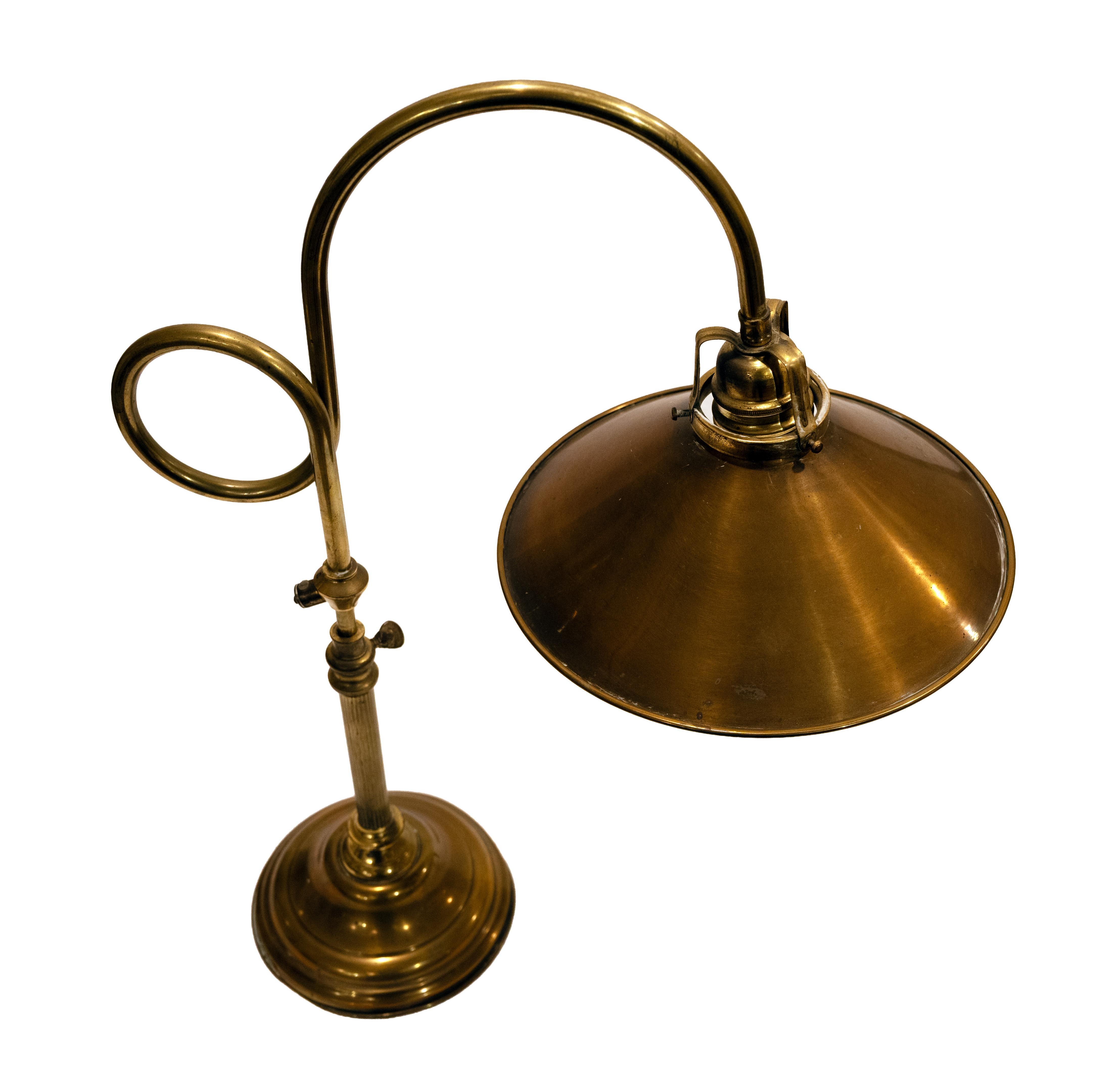 A Swedish Modern Brass Desk Lamp In Good Condition For Sale In New York, NY